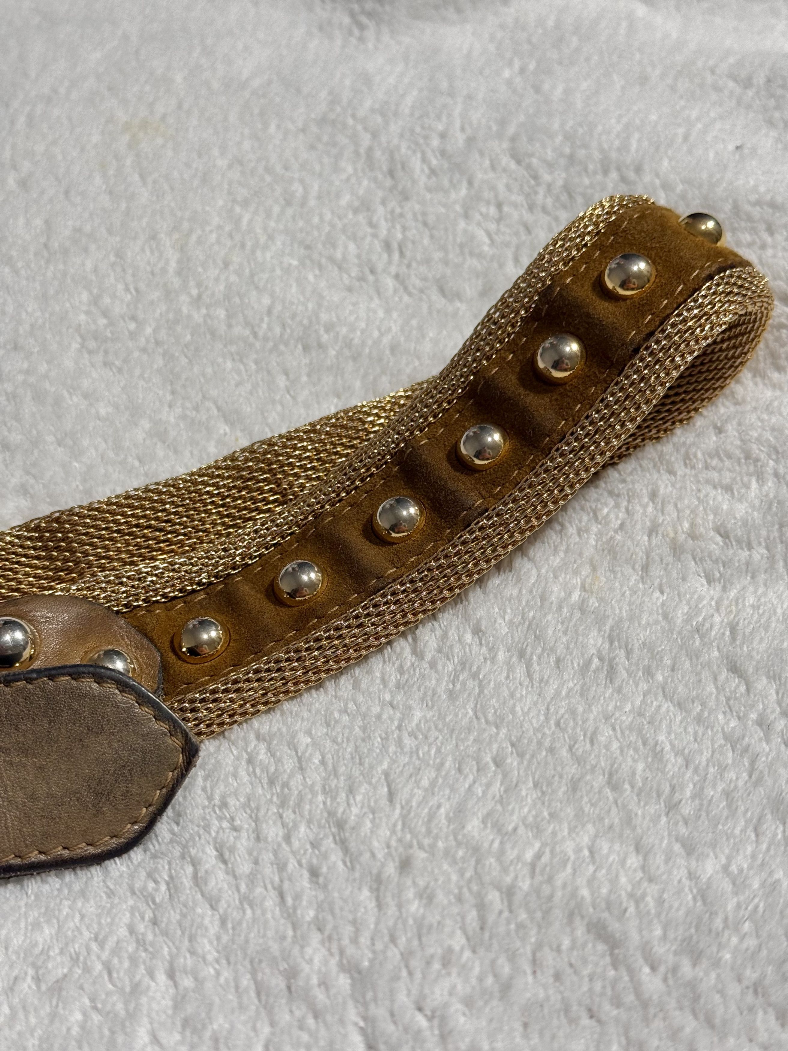 Escada Vintage Escada Bronze Mesh Chainmail Belt with Studs 1980s Size ONE SIZE - 3 Thumbnail