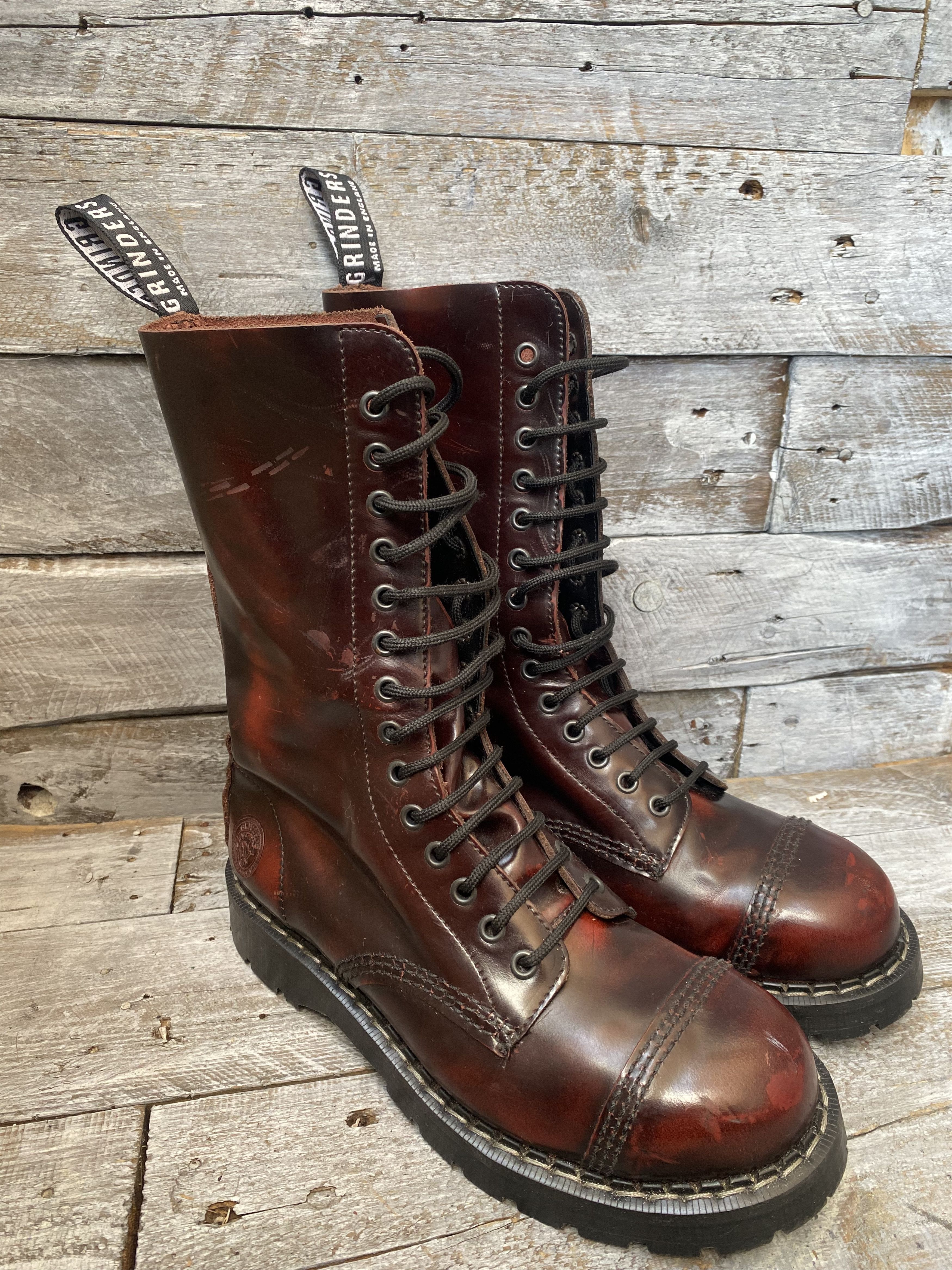 Vintage Grinder x Dr martens burgundy combat boots steel toe uk7 Size US 8 / EU 41 - 10 Thumbnail
