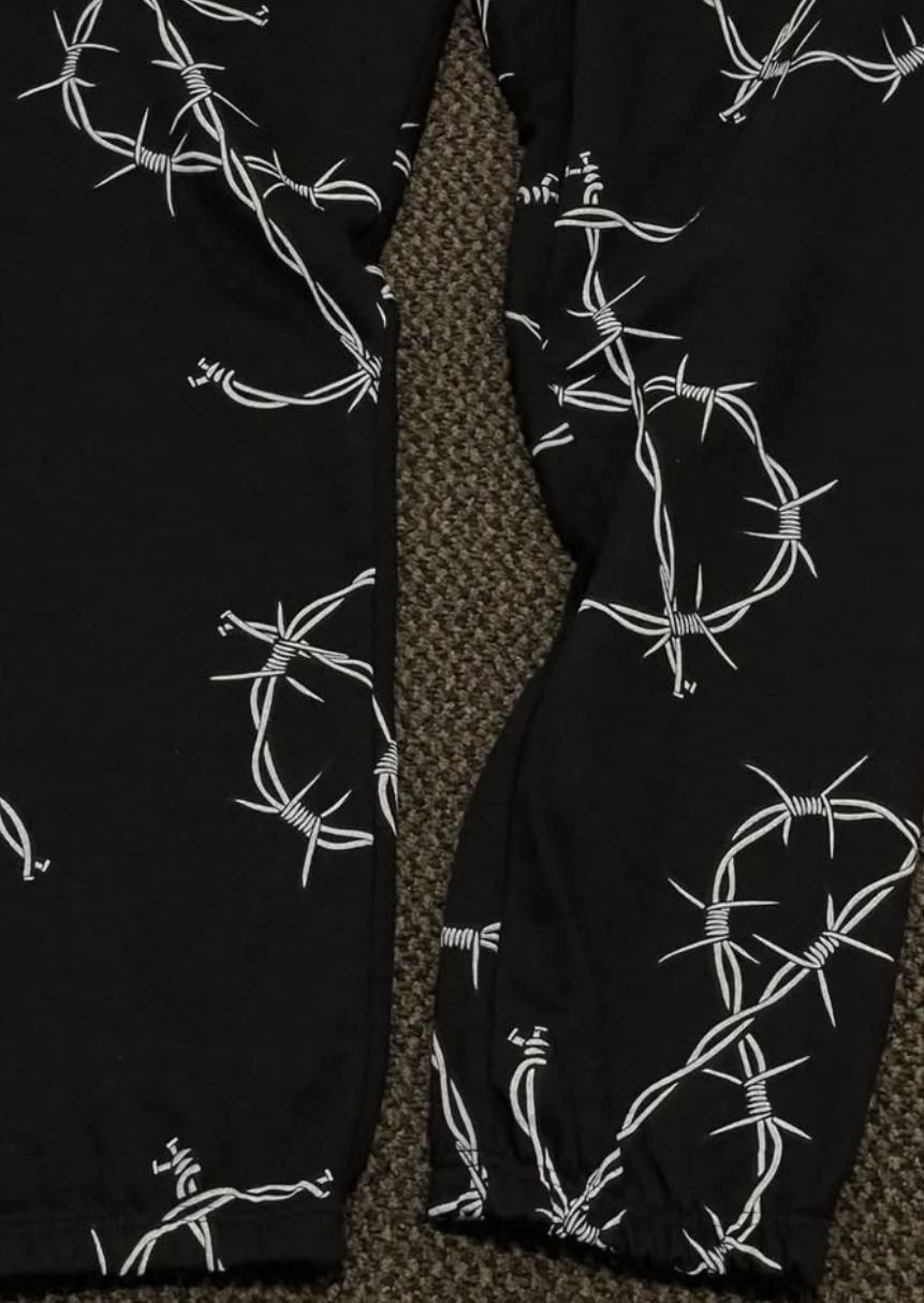 Other Men's Barbed Wire Print Joggers with Light Fleece Lining Size US 34 / EU 50 - 4 Thumbnail