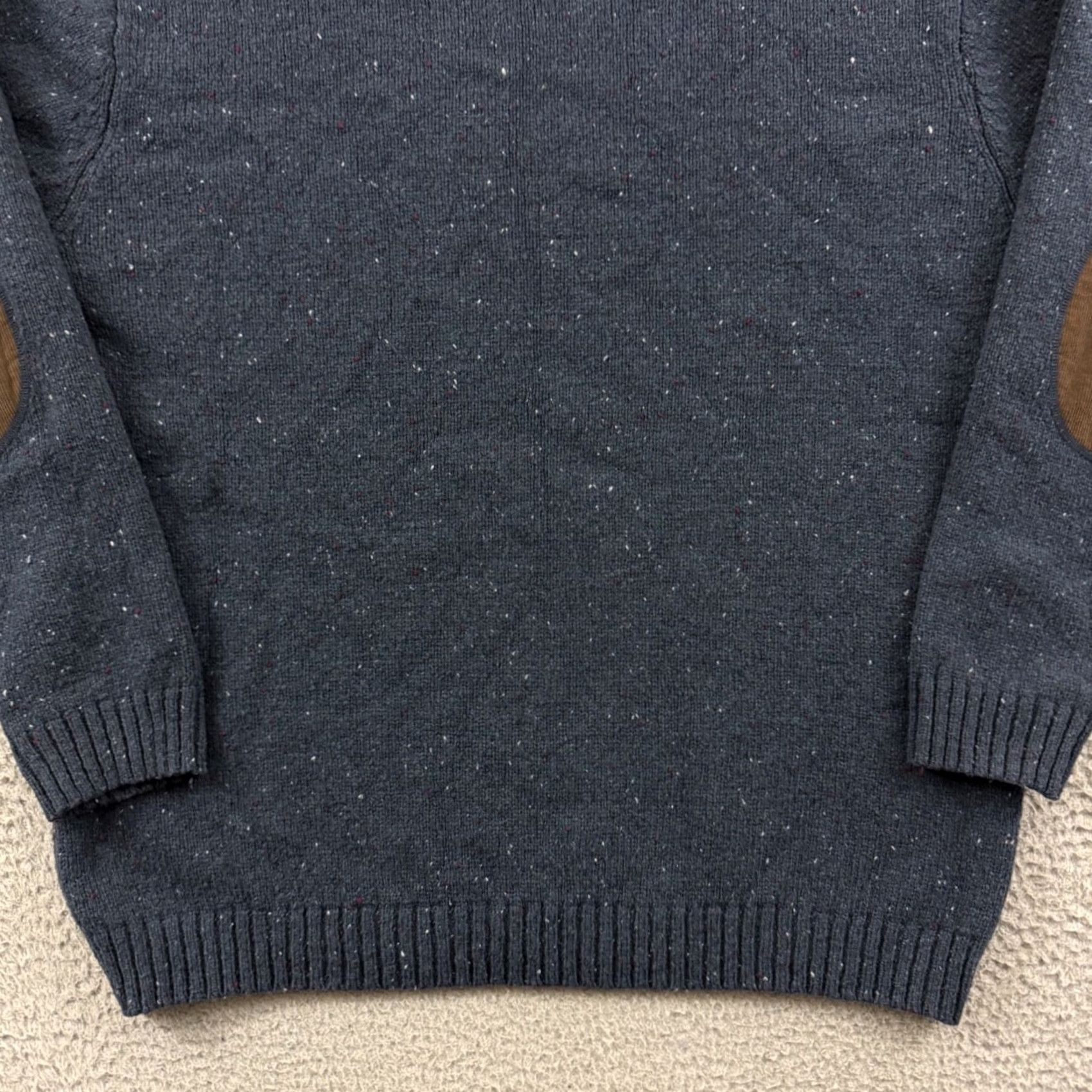 Vintage Line Of Trade Sweater Mens 2XL Blue Wool Blend Fleck Elbow Patches Knit Pullover Size US XL / EU 56 / 4 - 2 Thumbnail