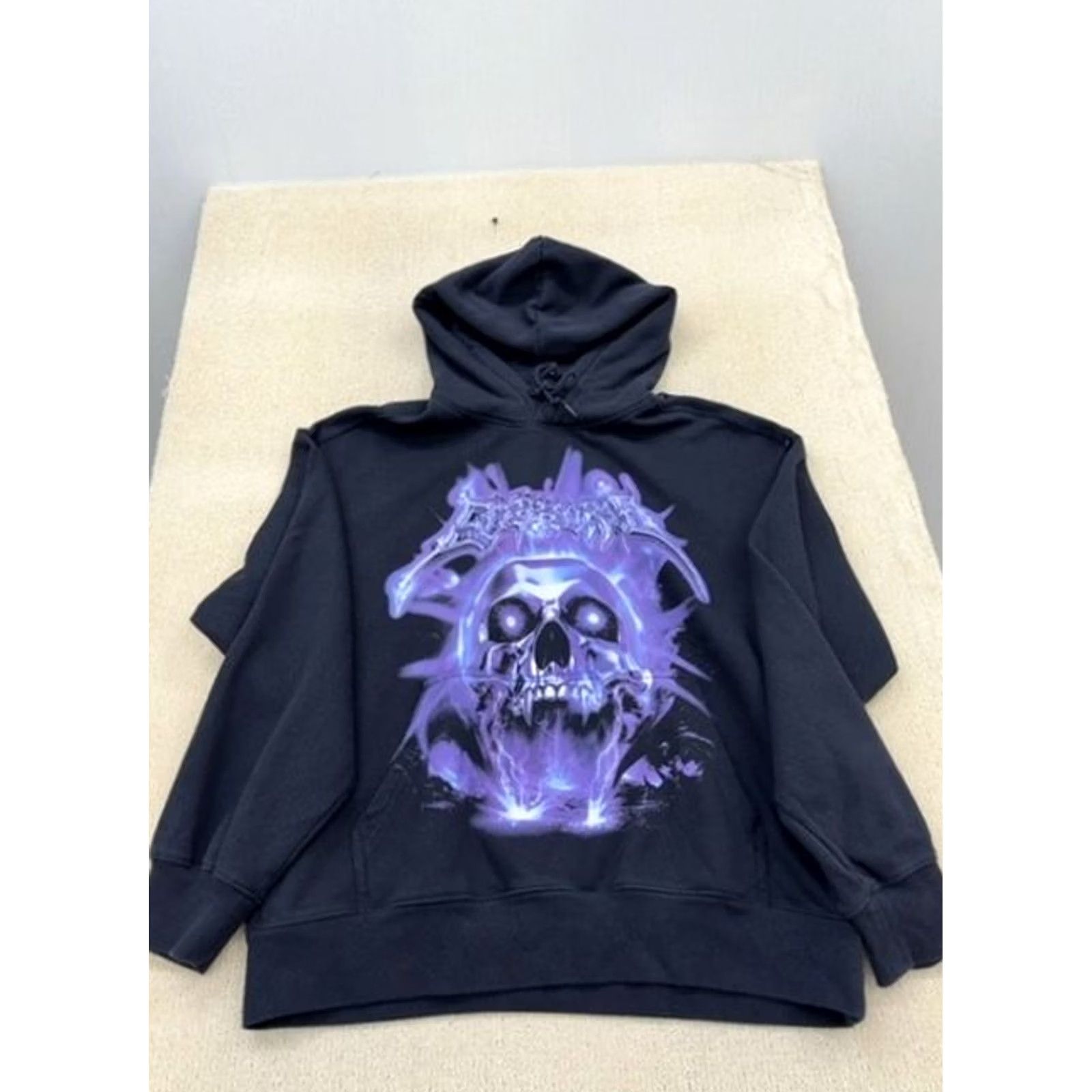H&M H&M Hoodie Men XL Black/Purple Loose Fit with Double-layered drawstring hood Size US XL / EU 56 / 4 - 2 Thumbnail