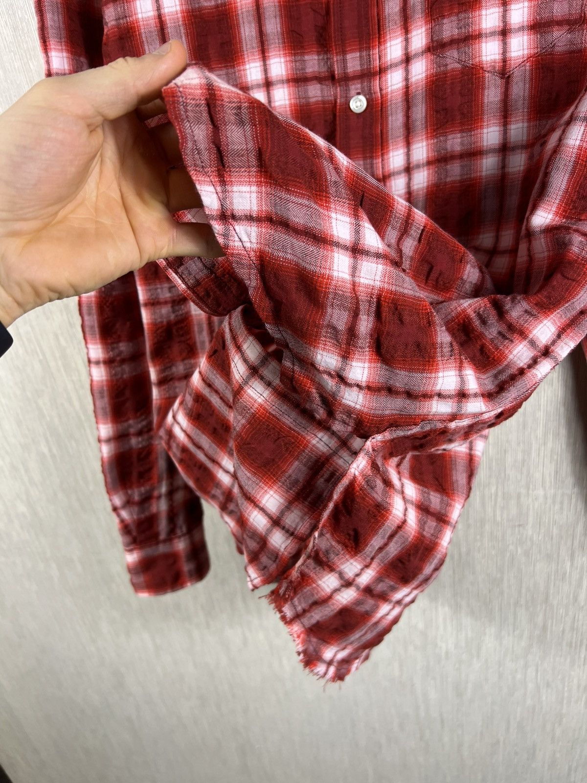 Diesel Diesel plaid button up checked distressed shrunk shirt logo Size US L / EU 52-54 / 3 - 15 Thumbnail