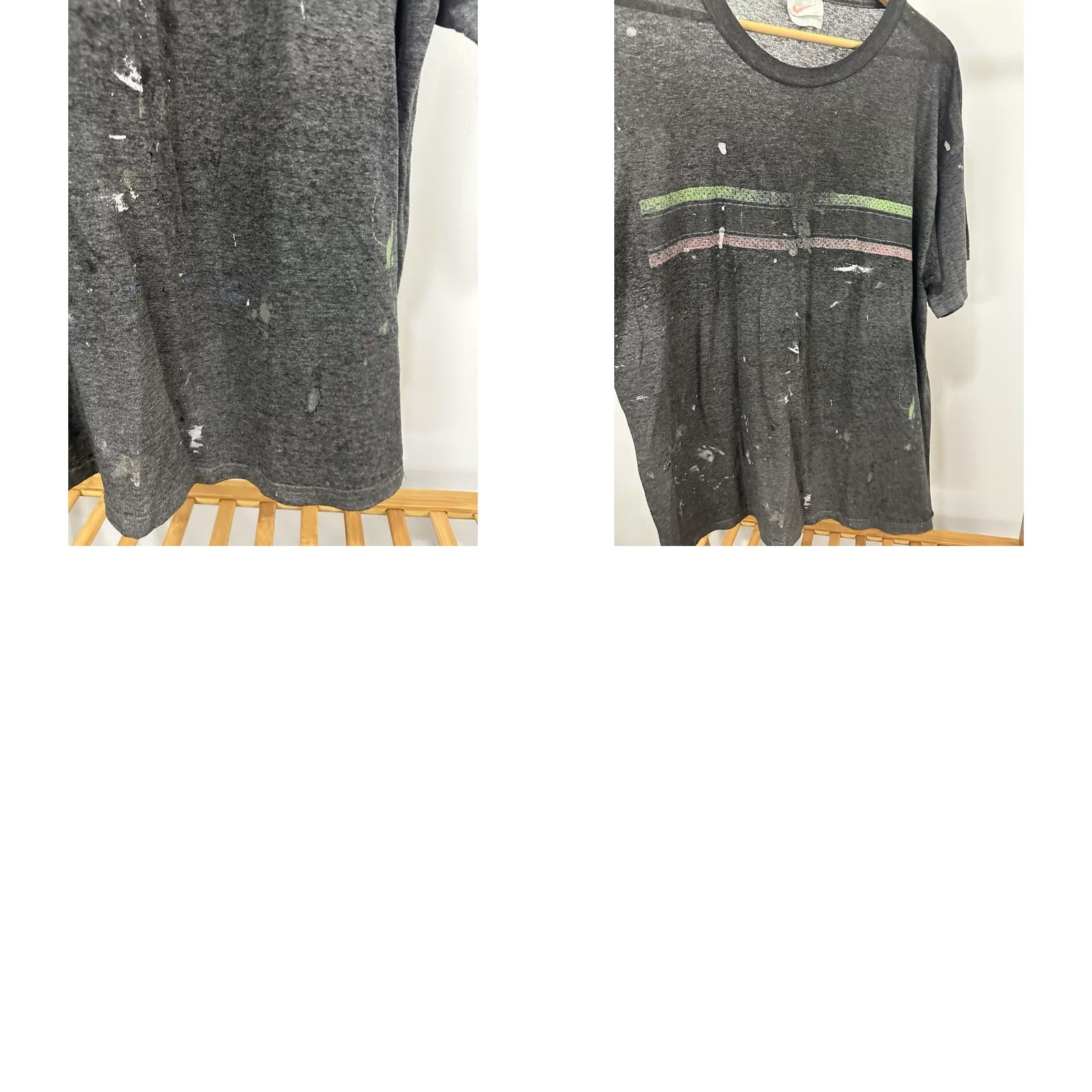 Nike VTG Nike T-Shirt XL Black Burnout WIP Paint Splatter Distressed Grunge WorkwearMens Size US XL / EU 56 / 4 - 8 Thumbnail