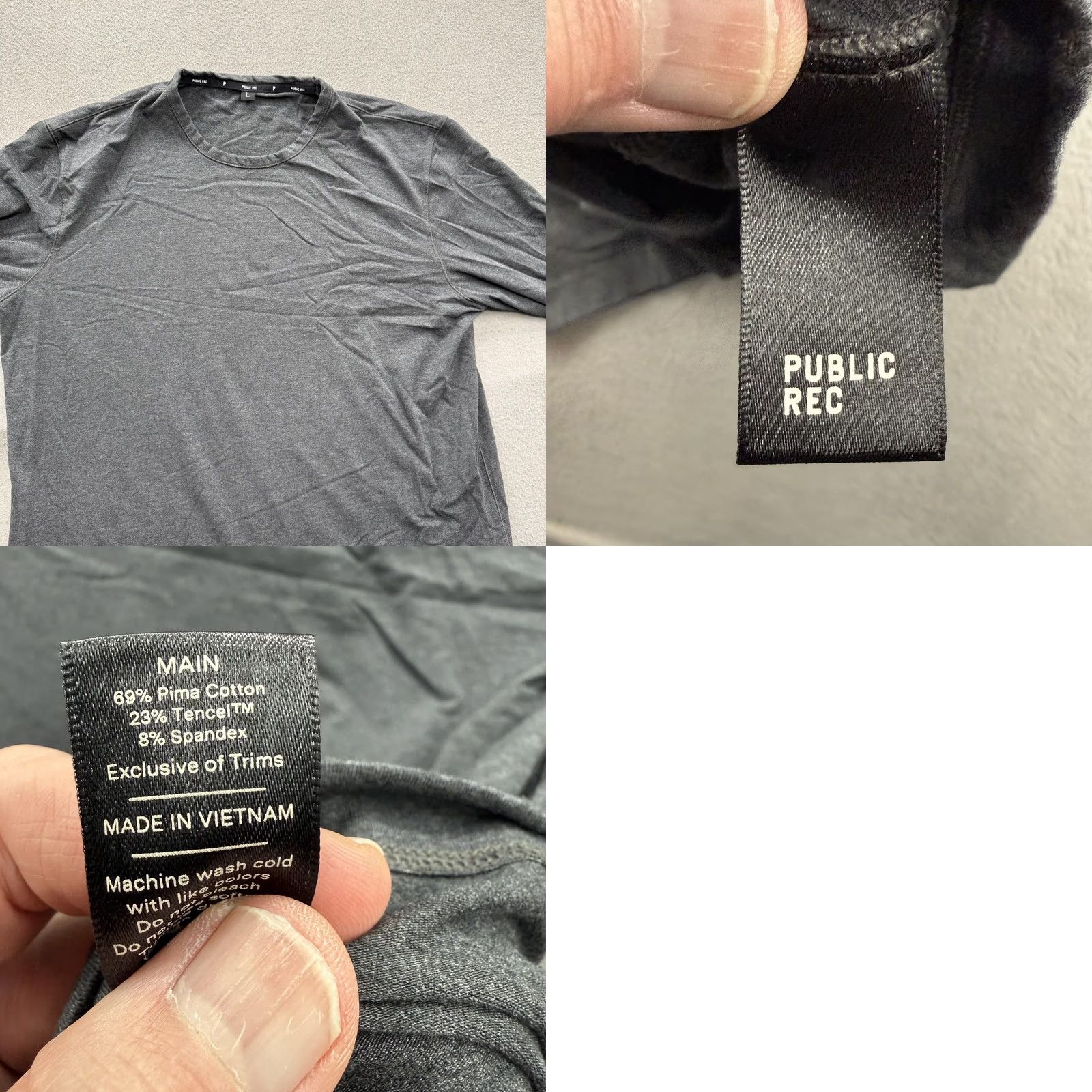 Vintage Public Rec Shirt Mens Large Gray Long Sleeve Crewneck Pima Cotton Tencel Stretch Size US L / EU 52-54 / 3 - 8 Thumbnail