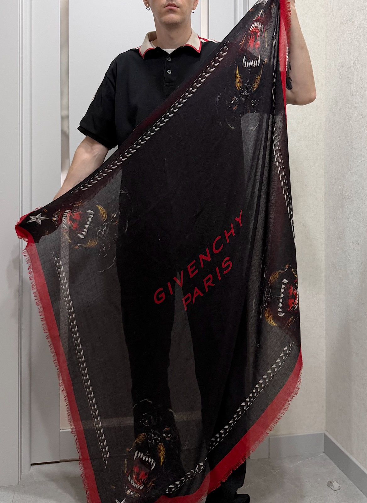 Givenchy GIVENCHY Rottweiler Stars & Chain Cashmere Scarf wool Kanye Size ONE SIZE - 13 Thumbnail