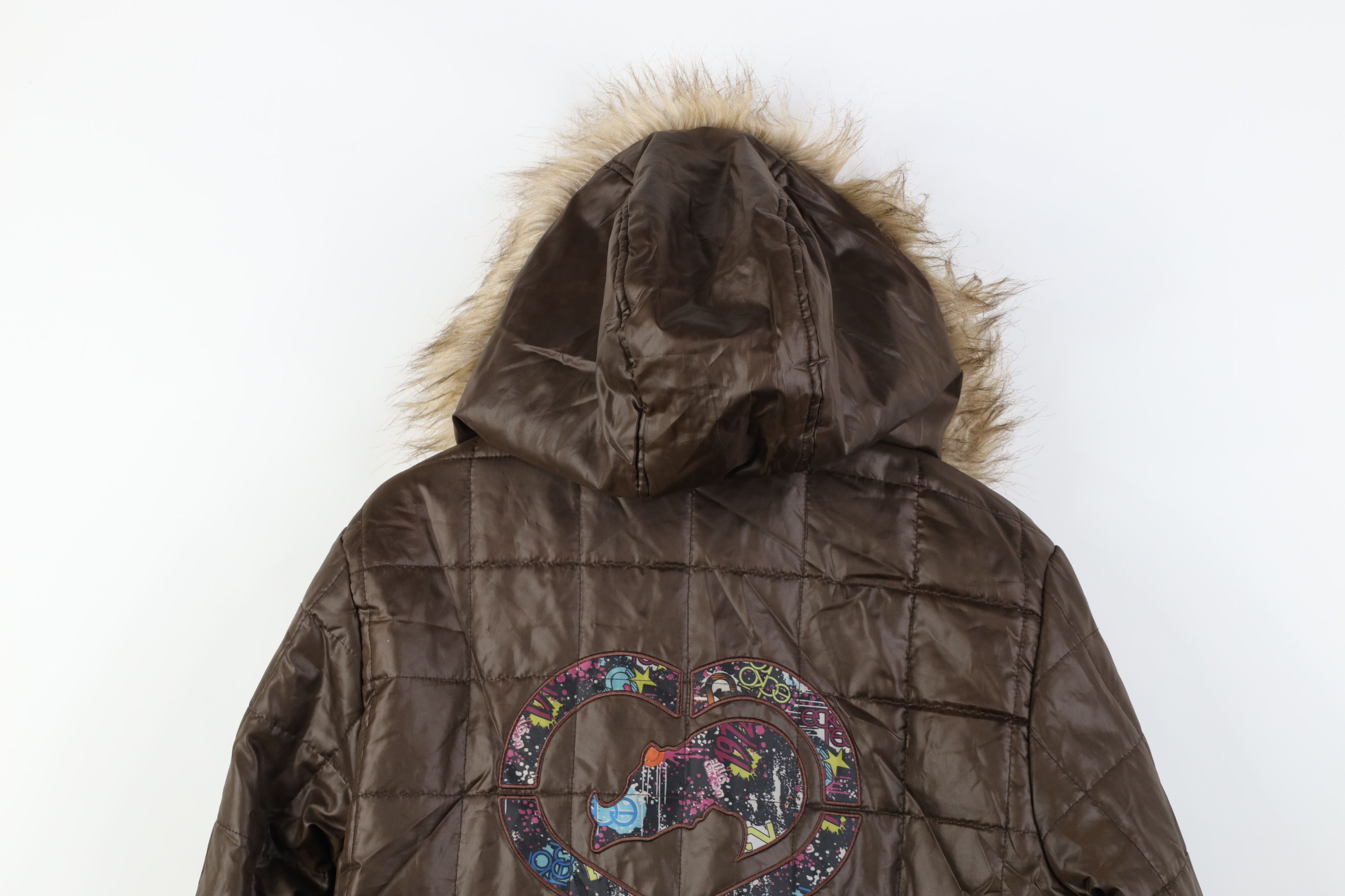 Vintage Vintage Y2K Ecko Faux Fur Trim Quilted Hooded Puffer Jacket Size L / US 10 / IT 46 - 15 Thumbnail