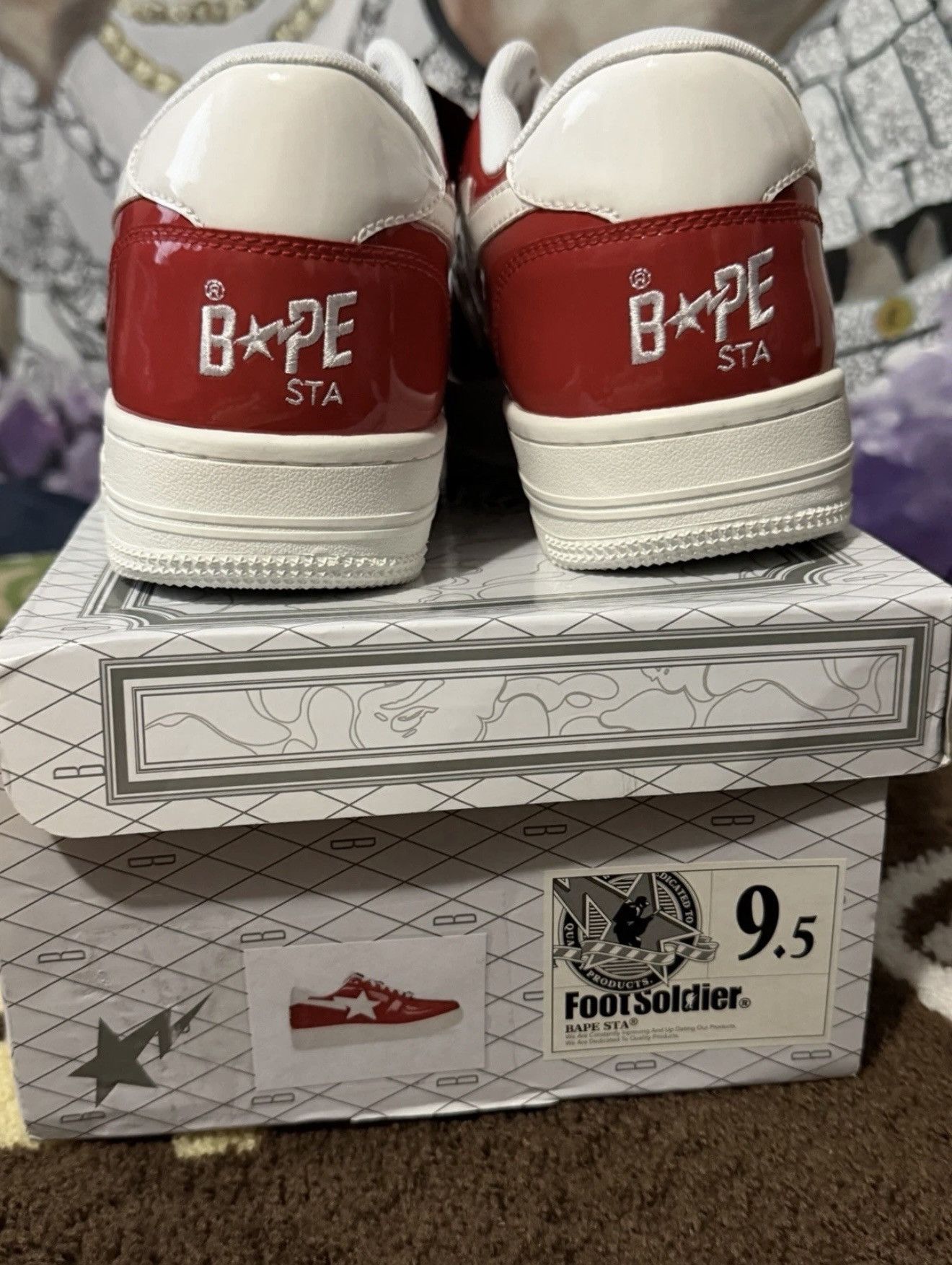 Bape Bape Stas Patent Red Lows Size 9.5 Size US 9.5 / EU 42-43 - 4 Thumbnail