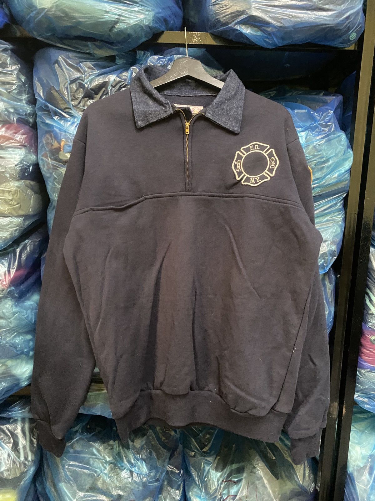 Vintage Vintage FDNY GAME Workwear Navy Half-Zip Sweatshirt Size US M / EU 48-50 / 2 - 1 Thumbnail