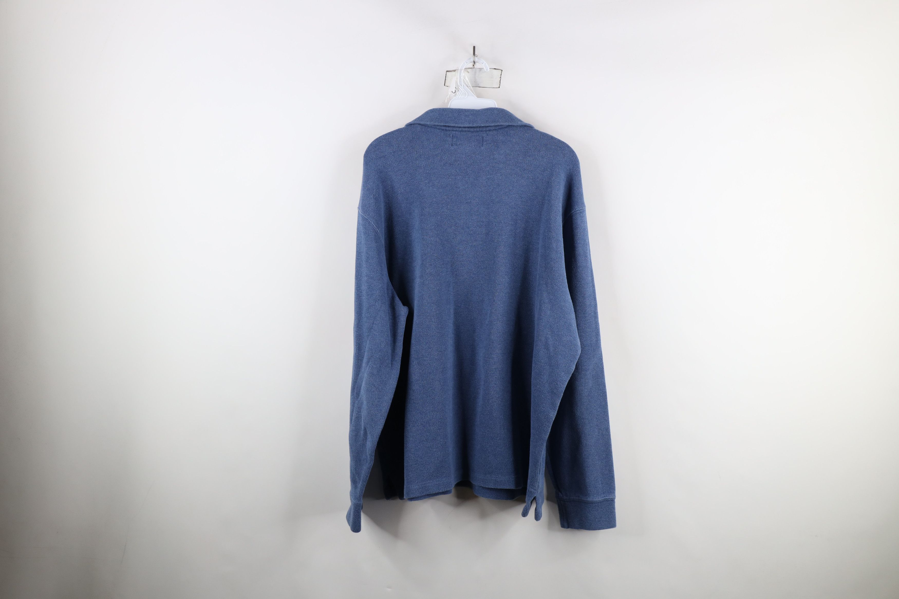 Ralph Lauren × Vintage Vintage 90s Ralph Lauren Ribbed Knit Half Zip Sweater Blue Size US XL / EU 56 / 4 - 11 Thumbnail