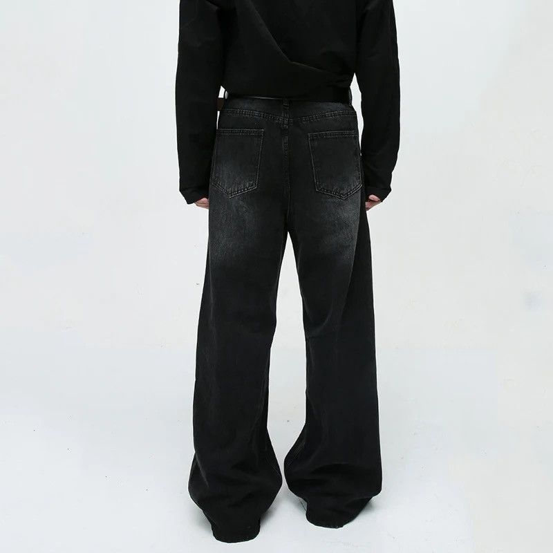 Jean × Vintage Washed Black Baggy Denim Jeans Size US 33 - 3 Thumbnail