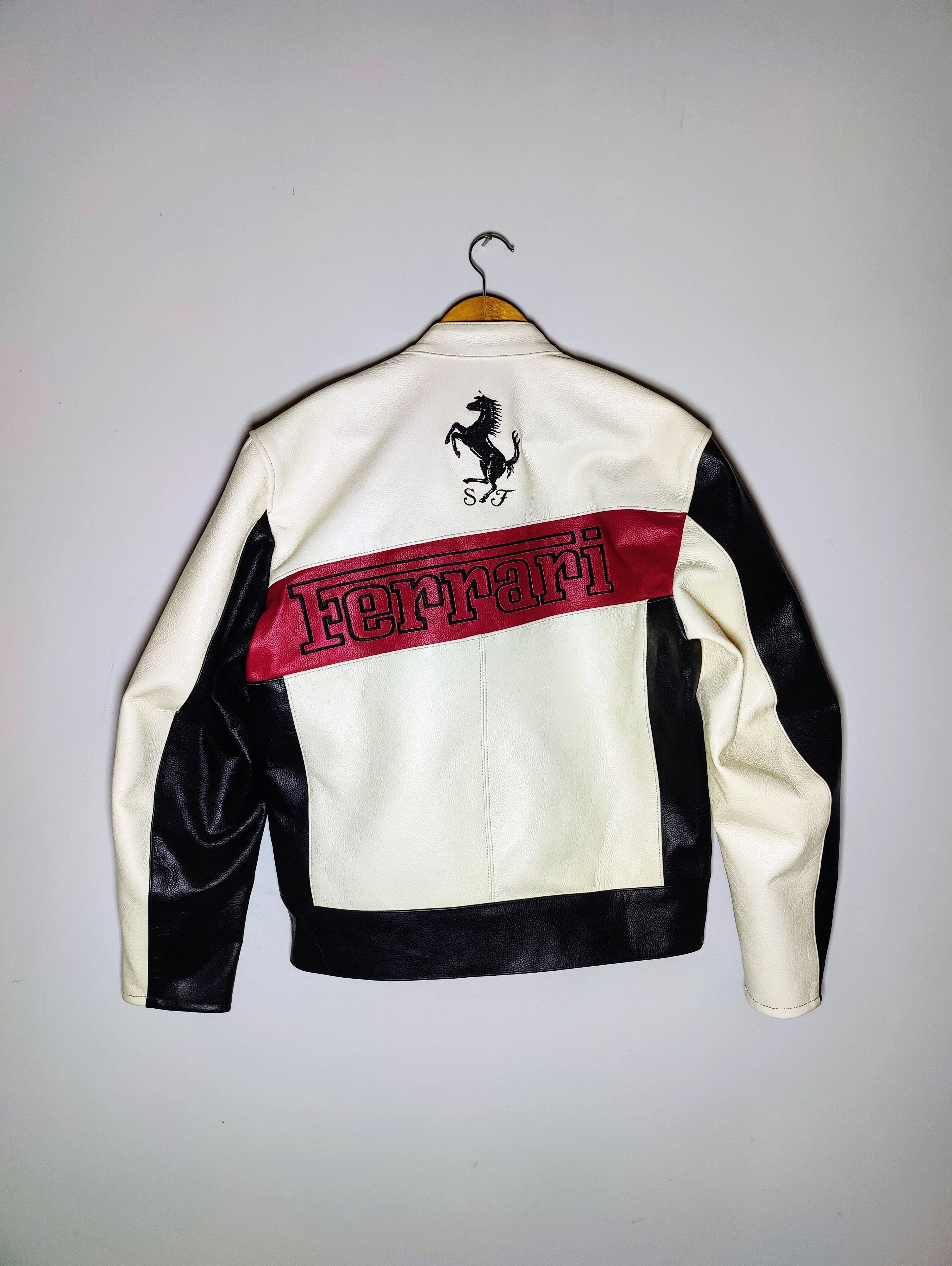 Formula 1 Ferrari Racing Leather Jacket 90s F1 Big Logo Streetwear Size US L / EU 52-54 / 3 - 2 Thumbnail