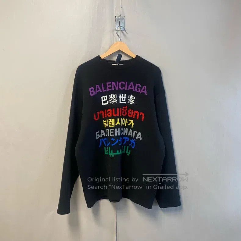 Balenciaga Balenciaga Black Rainbow Multilingual Sweater Sweatshirt Size US XS / EU 42 / 0 - 1 Thumbnail