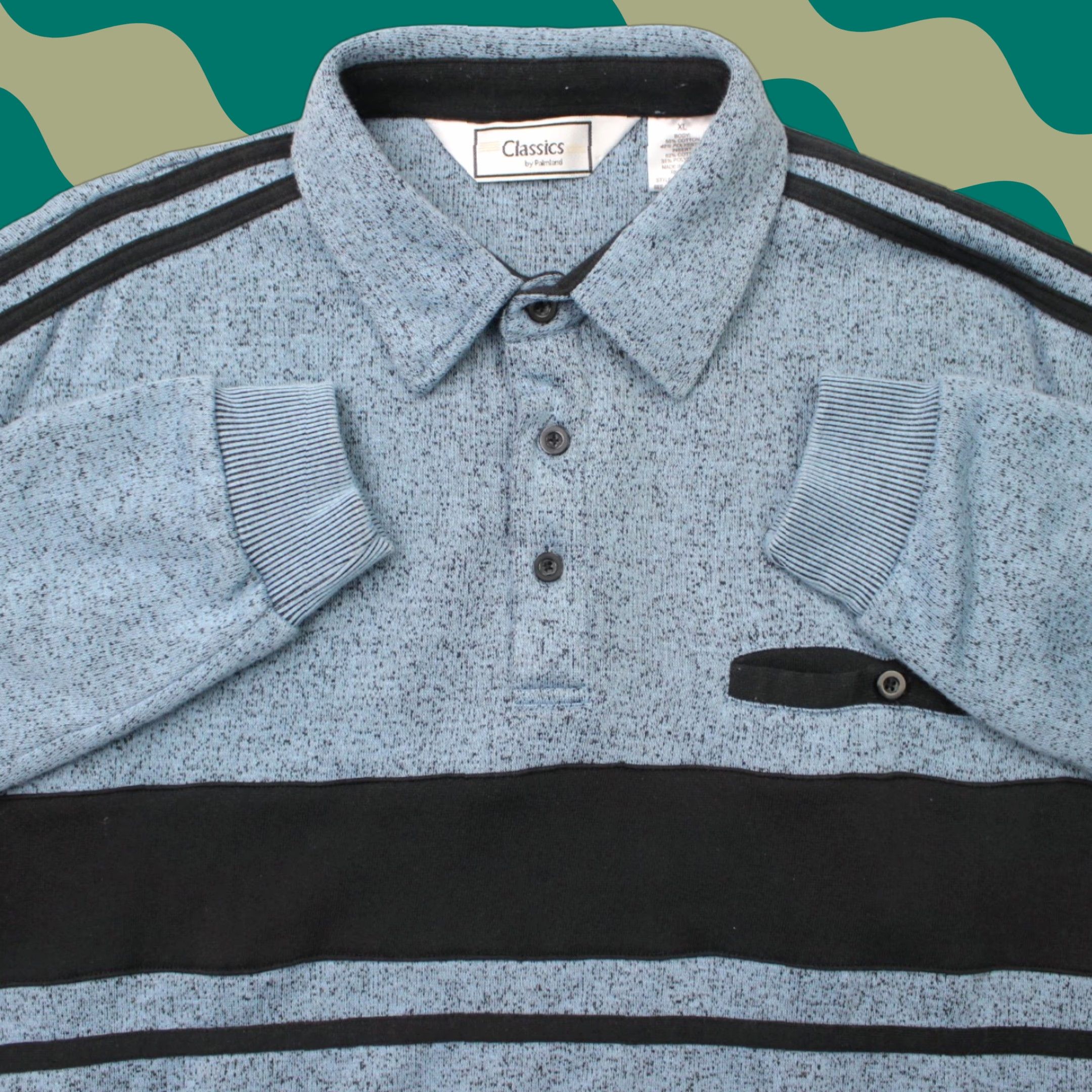 Vintage Classics by Palmland Polo Shirt Mens Blue Cotton/Polyester Long Sleeve Pullover Size US L / EU 52-54 / 3 - 1 Thumbnail