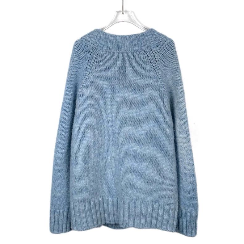 Maison Margiela V-neck single-breasted blue alpaca wool kni