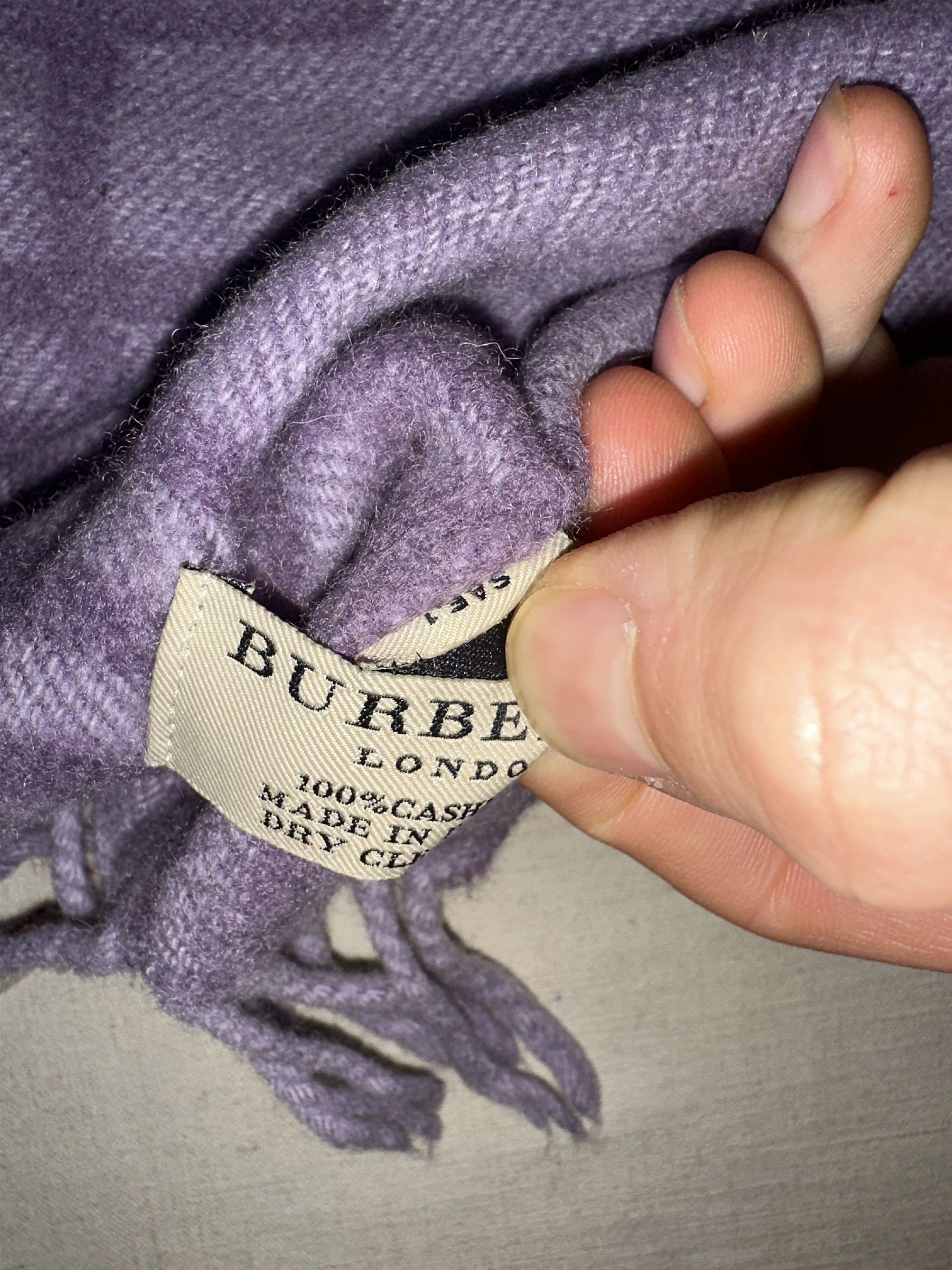 Burberry Burberry London 100% Cashmere Scarf Lilac England 130x30 Cm Size ONE SIZE - 9 Thumbnail