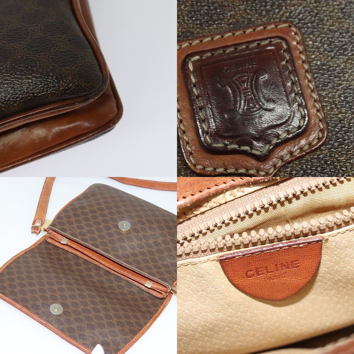 Celine CELINE Macadam Canvas Shoulder Bag Pvc Leather Brown Gold Size ONE SIZE - 11 Thumbnail