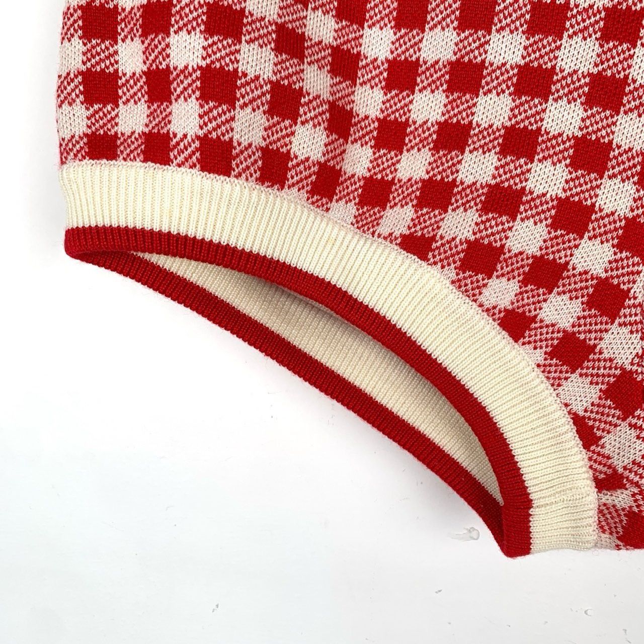 Miu Miu Miu Miu Red & White Checkered Cotton Knit High-Waisted Short Size 40" / US 18 - 5 Thumbnail