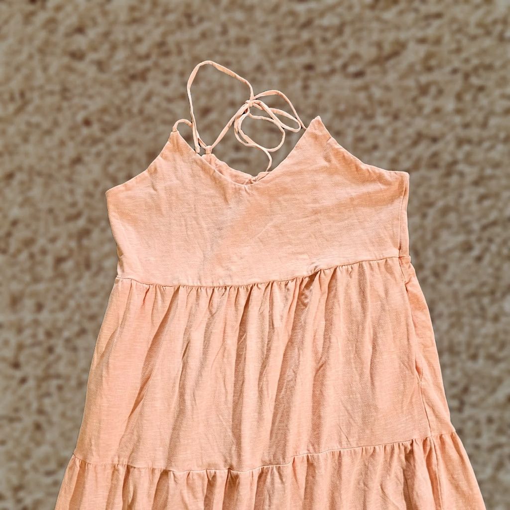 Old Navy Old Navy Dress Womens Large Pink Strappy V Neck Tiered Midi Casual Boho Knit Cotton Dress Size L / US 10 / IT 46 - 1 Thumbnail