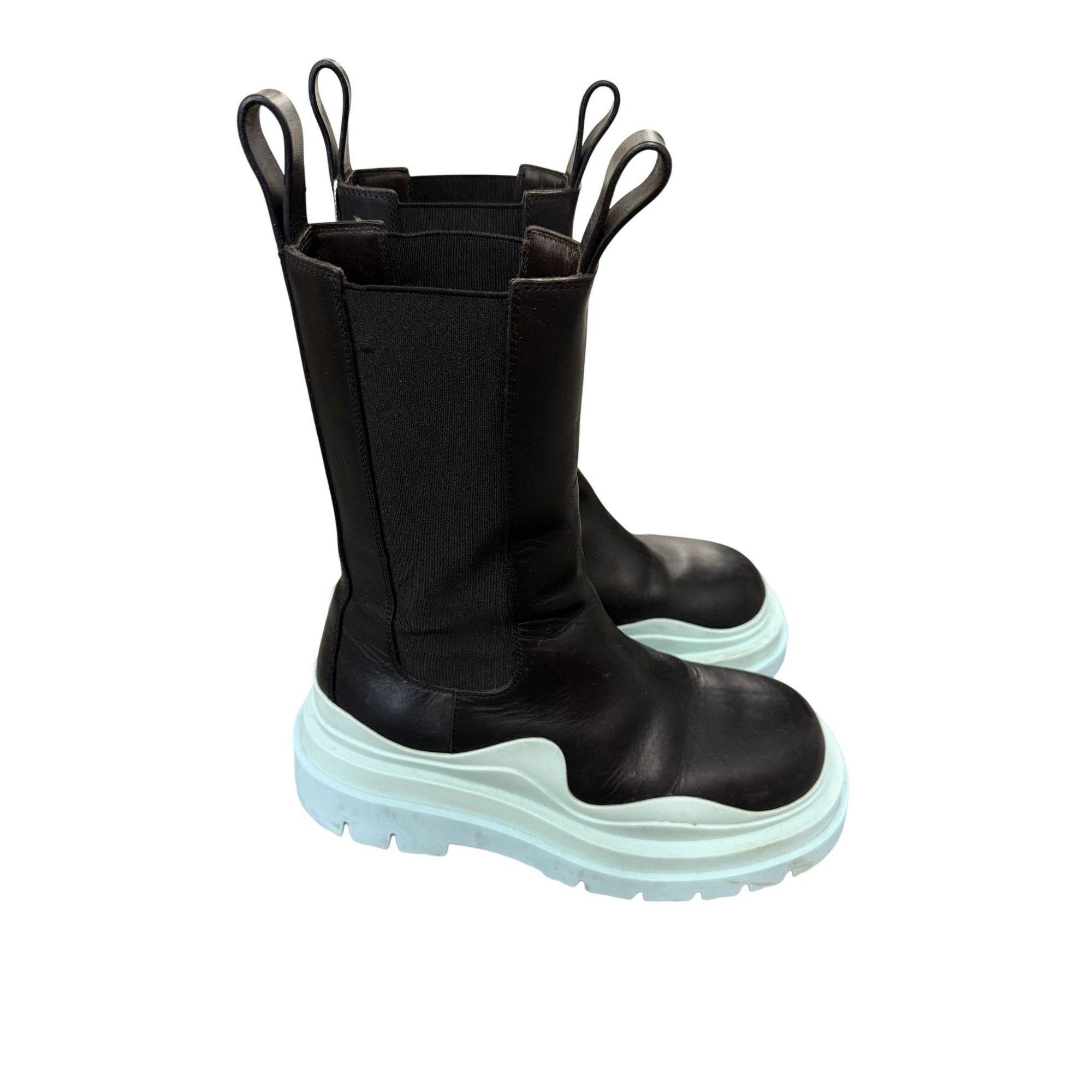 Bottega Veneta Bottega Veneta Womens Platform Leather Boots Black W/ Light Size US 7 / IT 37 - 8 Thumbnail