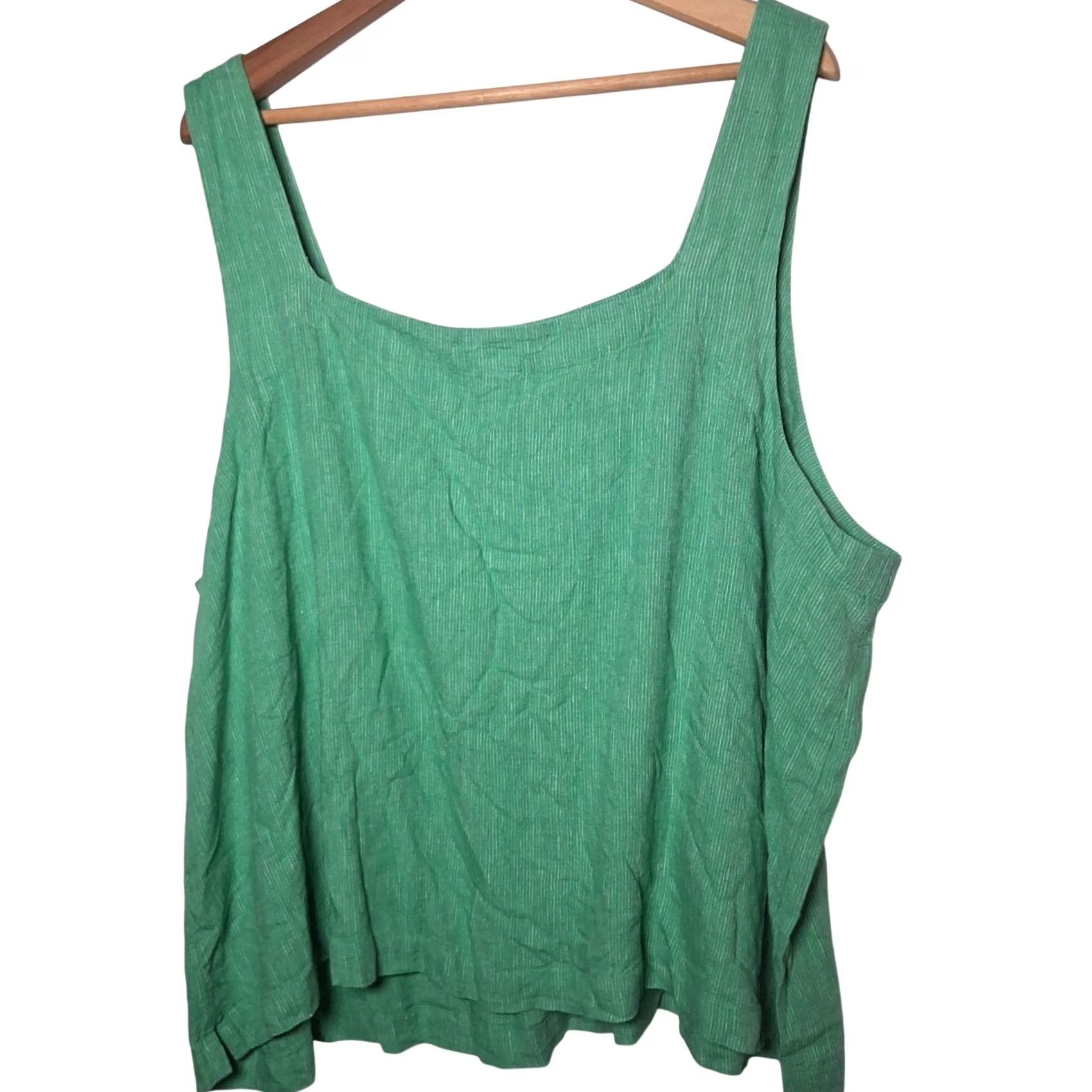 Vintage A New Day Tank Top Plus Size 3X Green Stripe Linen Rayon Lagenlook Tank Women XS-XL? Size XXL / US 16-18 / IT 52-54 - 3 Thumbnail