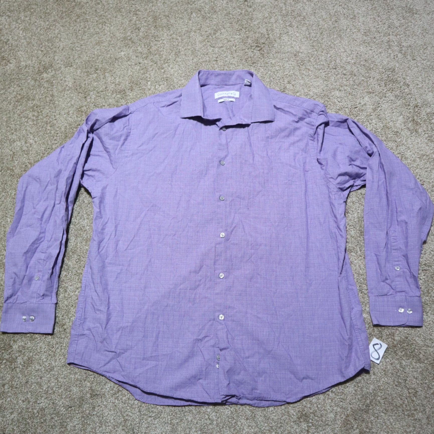 Calvin Klein VINTAGE Calvin Klein Shirt Plaid Button-Down Long Sleeve Men XL Purple Cotton 36/37 Business Mens Size US XL / EU 56 / 4 - 2 Thumbnail