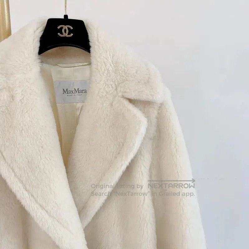 Max Mara MaxMara Classic White Alpaca Wool Coat . Size XS / US 0-2 / IT 36-38 - 3 Thumbnail
