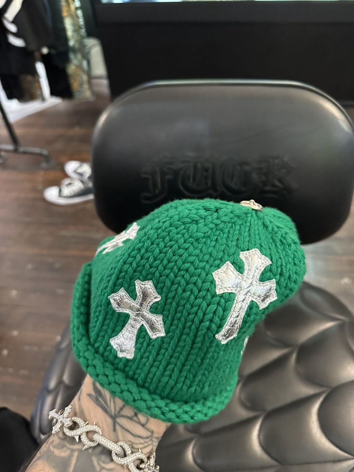 Chrome Hearts Chrome Hearts NEW 1/1 VIP Flooded Cross Beanie Hat Size ONE SIZE - 2 Thumbnail