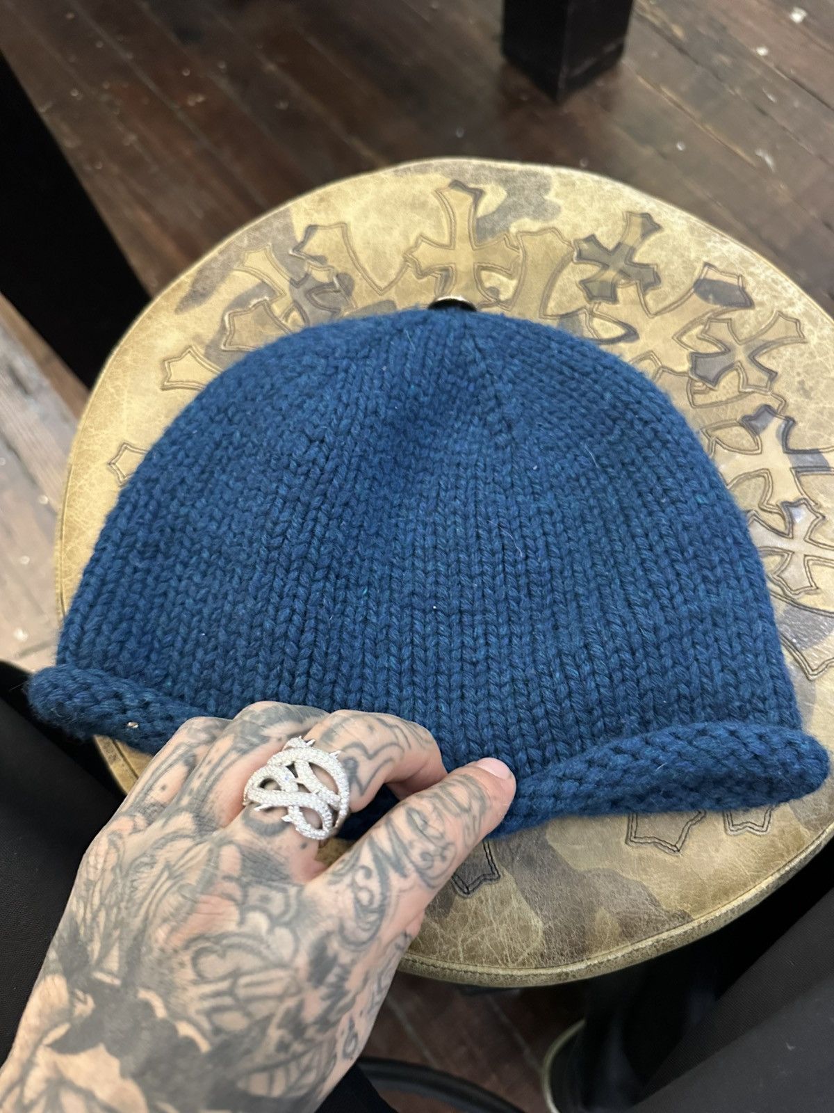 Chrome Hearts Chrome hearts vintage cashmere cross patch beanie hat Size ONE SIZE - 2 Thumbnail