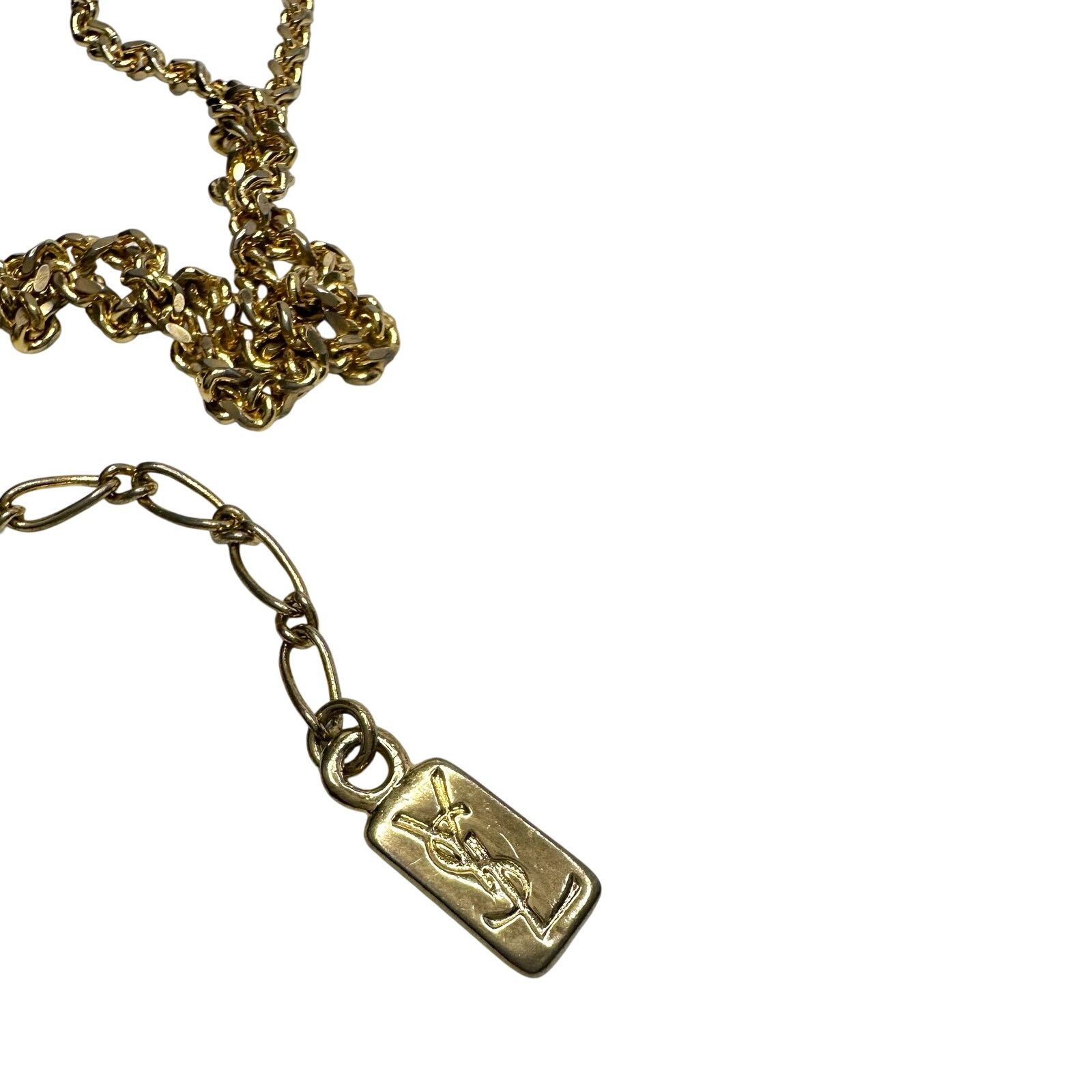 Yves Saint Laurent Yves Saint Laurent (YSL) Gold-Plated Necklace w Rhinestones Size ONE SIZE - 10 Thumbnail