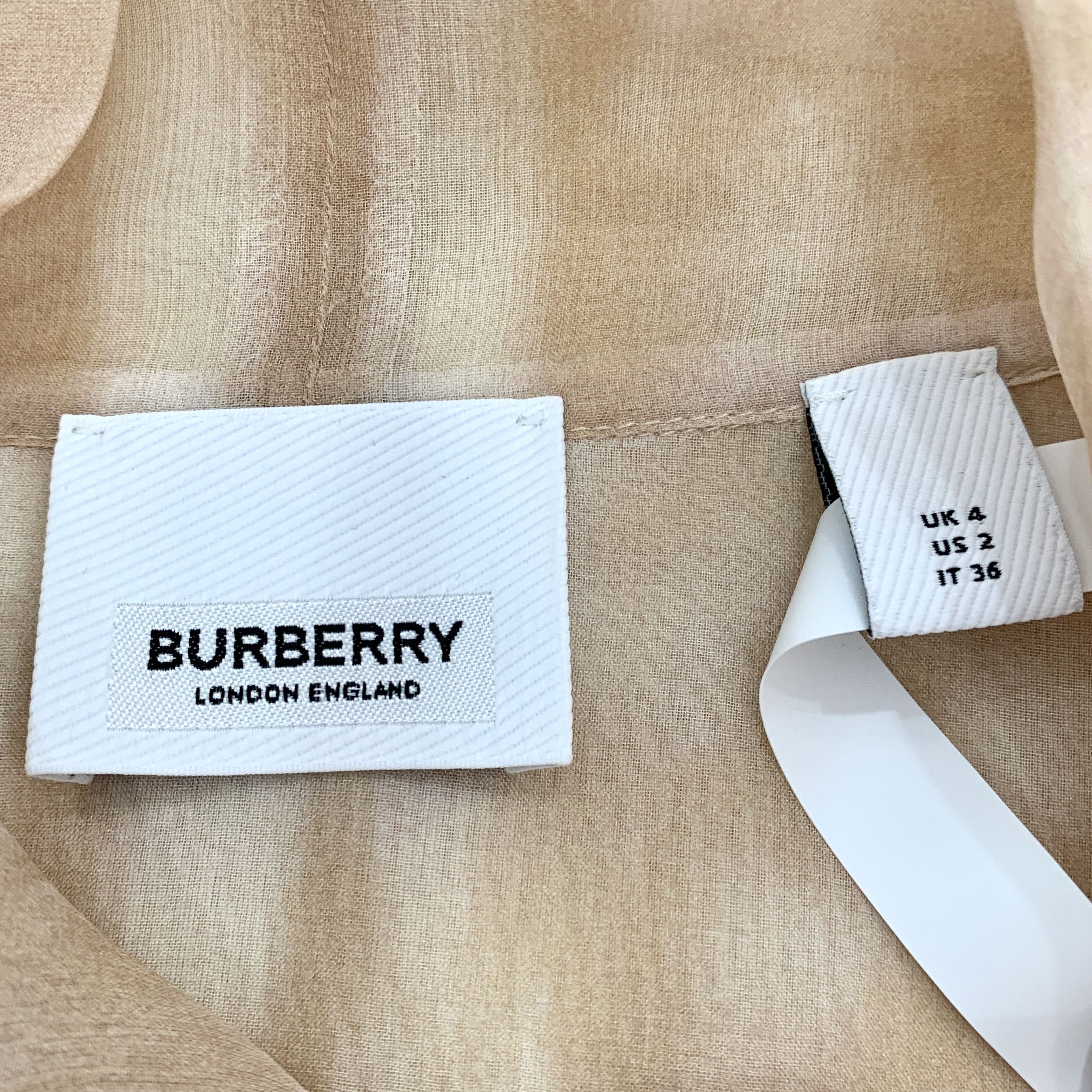 Burberry Burberry Brown Silk Long-Sleeve Shirt (Size 36, XS) Size XS / US 0-2 / IT 36-38 - 2 Thumbnail