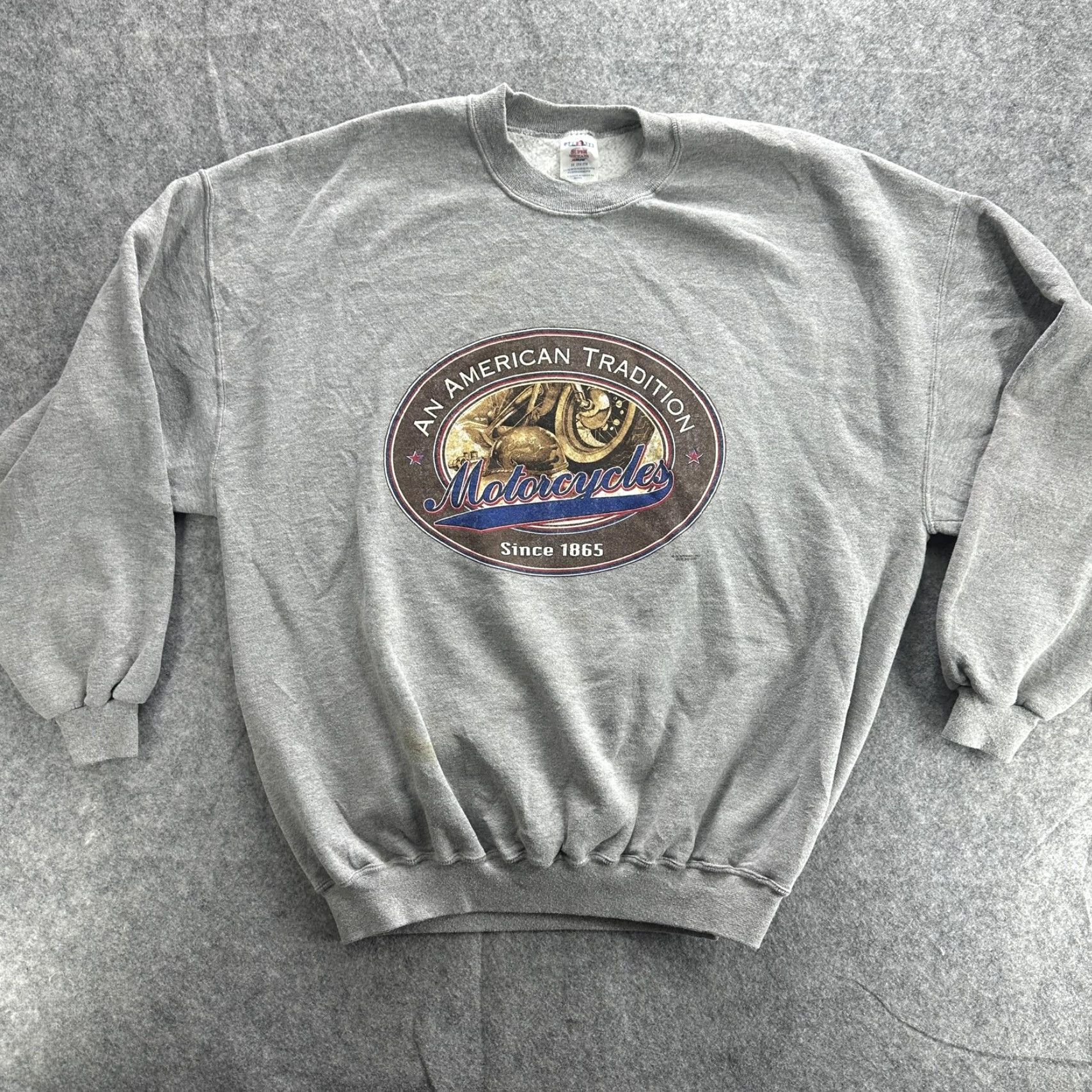 Jerzees VINTAGE Jerzees Sweatshirt Mens 2XL Gray Biker Motorcycle Crewneck 90s An American Tradition Graphics Print Size US XXL / EU 58 / 5 - 2 Thumbnail