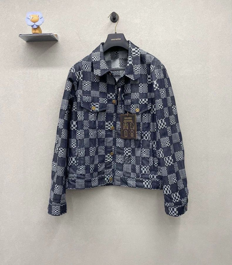Louis Vuitton Black Checkered Denim Jacket Size 54 - dmc Size US XXL / EU 58 / 5 - 1 Thumbnail