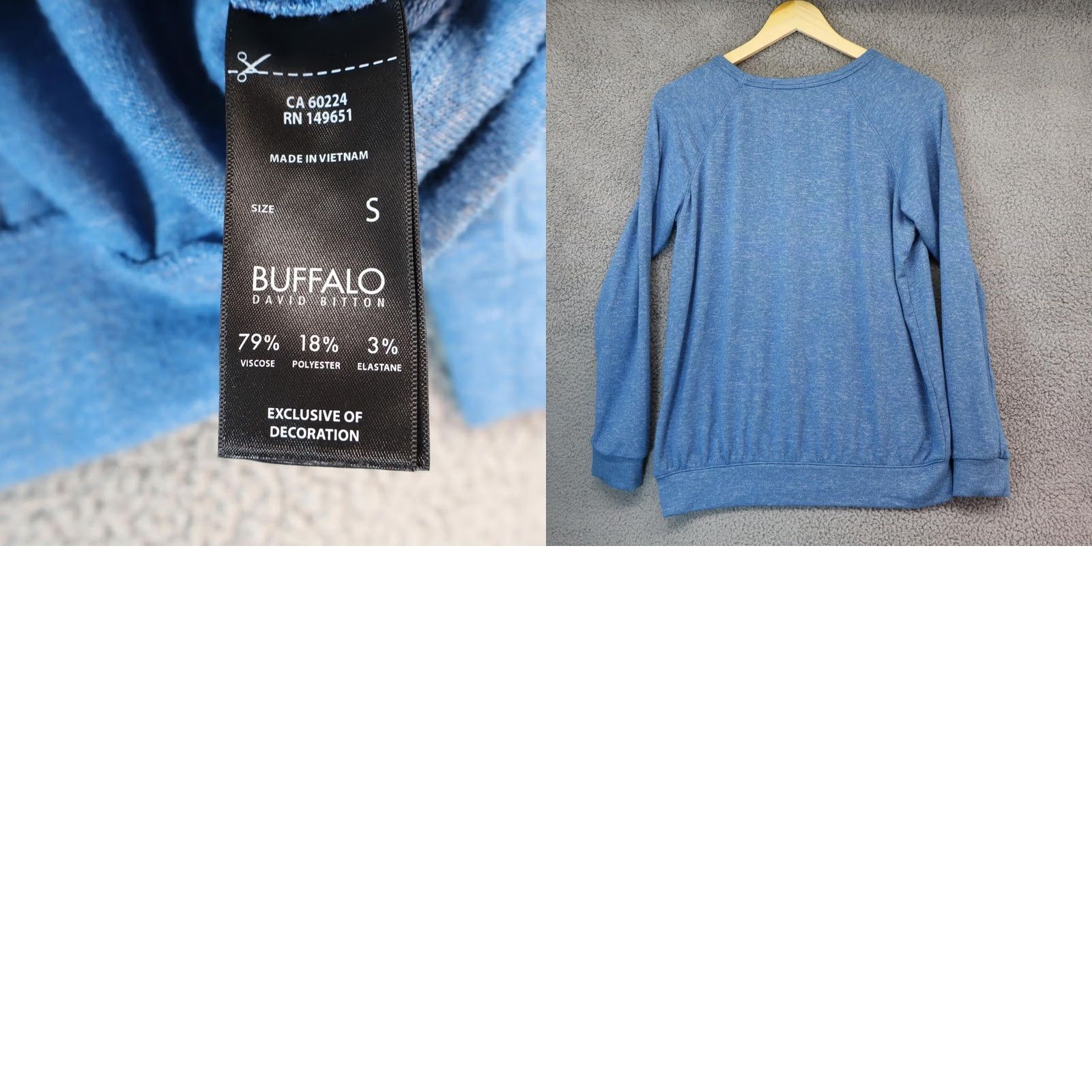 Buffalo David Bitton Buffalo Be Kind Sweatshirt M Blue Men Pullover Crew Neck Long Sleeve Relaxed Fit Casual Sweatshirt Size US M / EU 48-50 / 2 - 8 Thumbnail