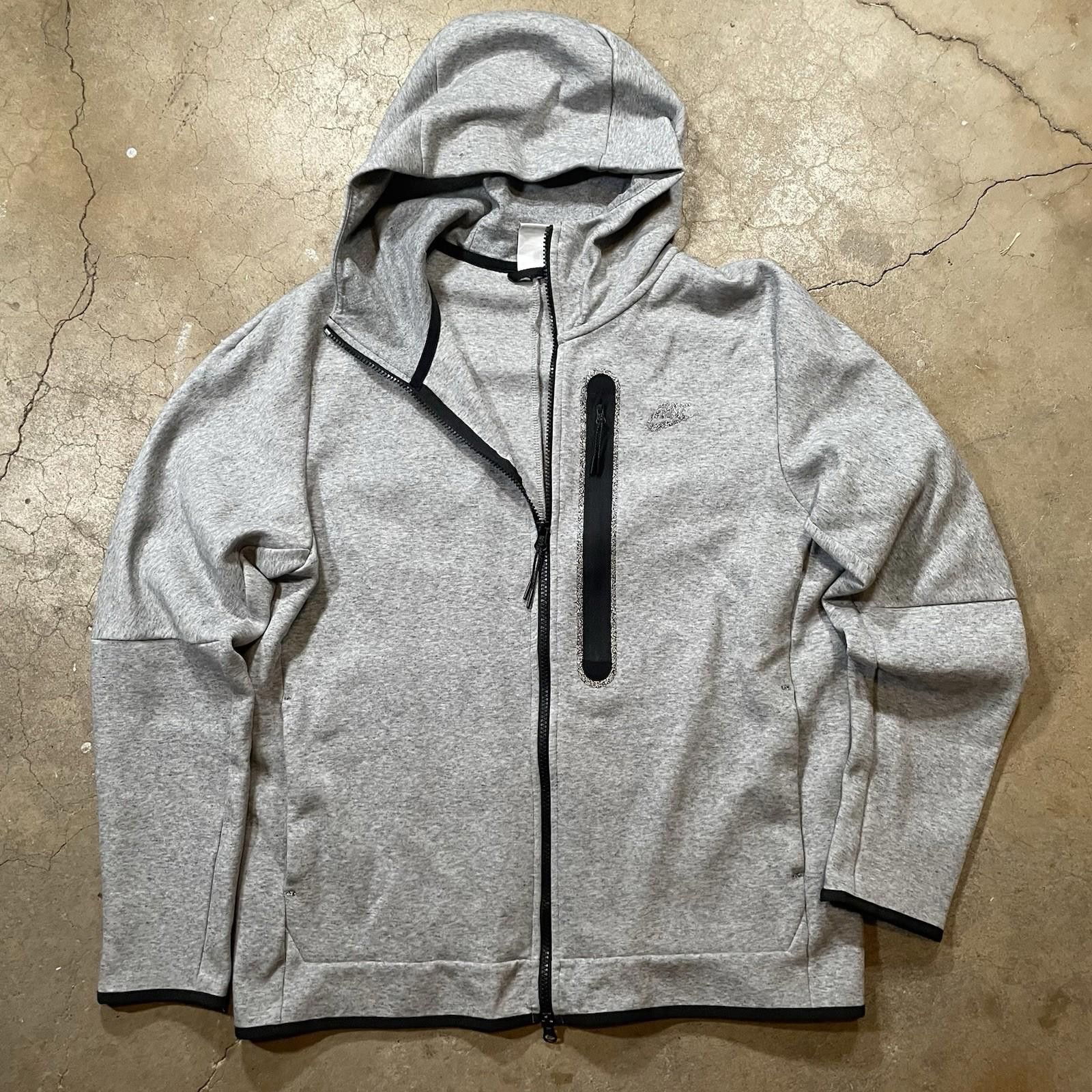 Nike Nike Tech Hoodie Full Zip Sweatshirt Gray Black Men's Size L Size US L / EU 52-54 / 3 - 1 Thumbnail