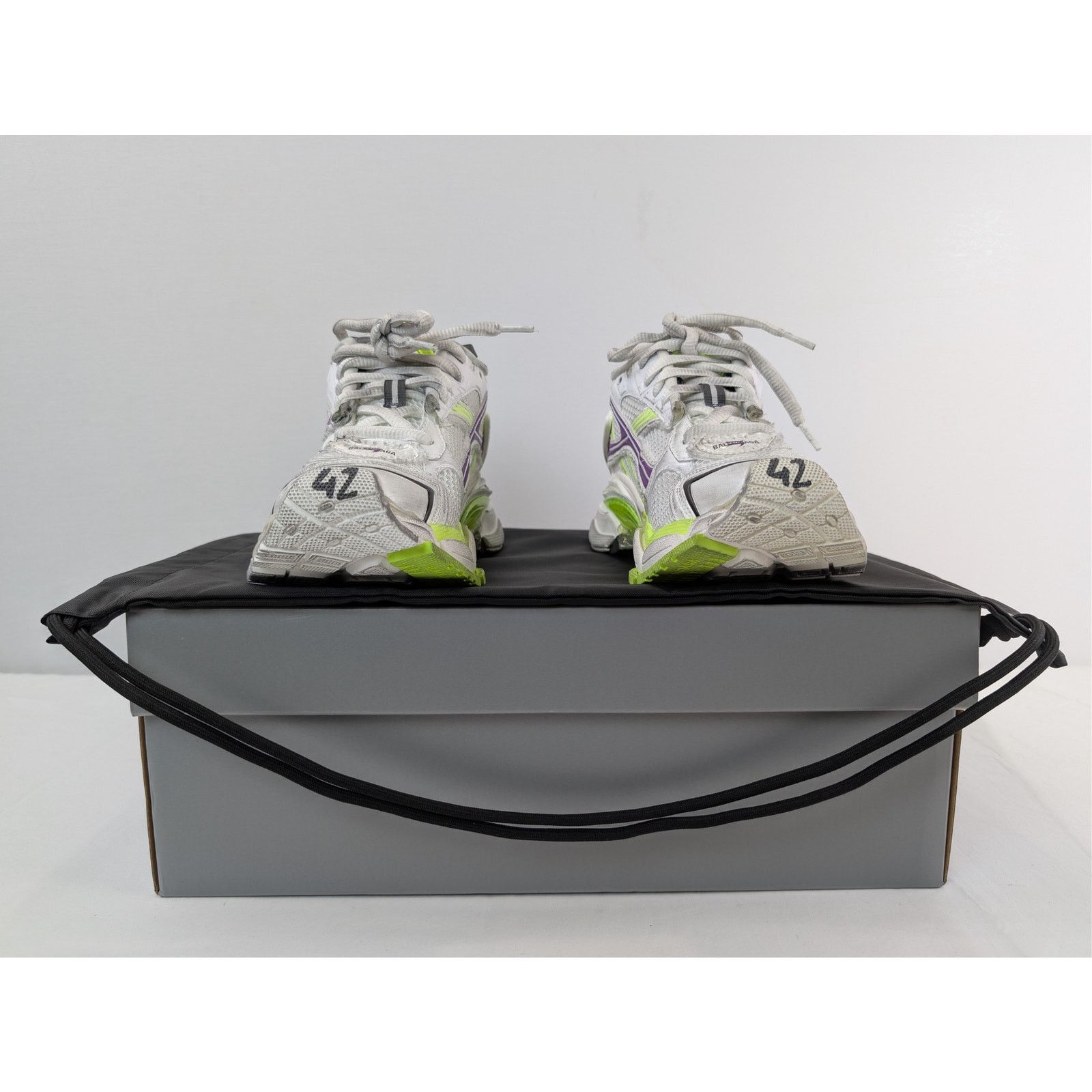 Balenciaga o1rshd1 Mesh Runner Sneaker in White / Fluo Yellow / Grey Size US 11 / EU 44 - 16 Thumbnail
