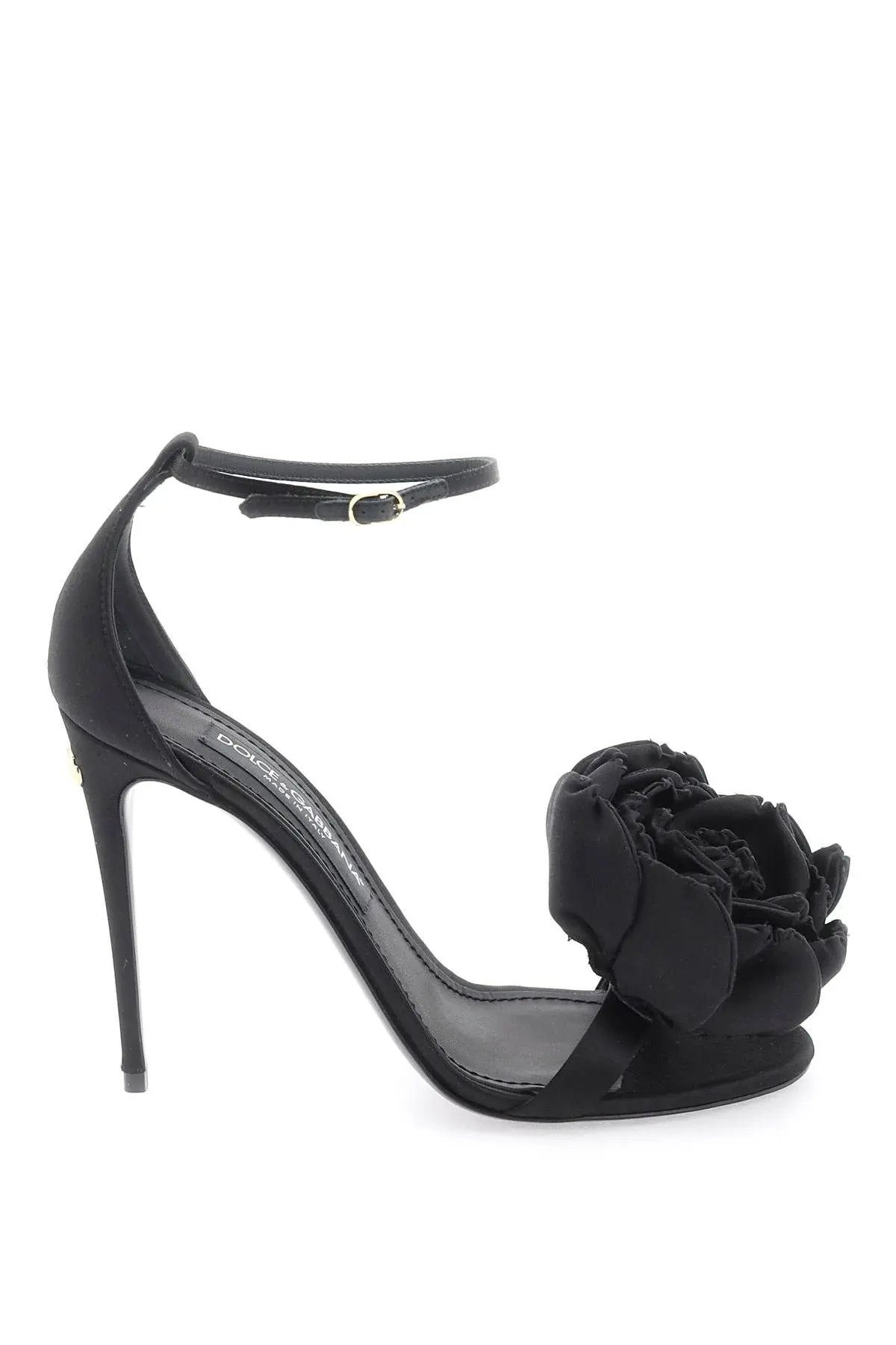 image of Dolce Gabbana O1S22I1N1223 Satin Sandals In Black, Women's (Size 8)