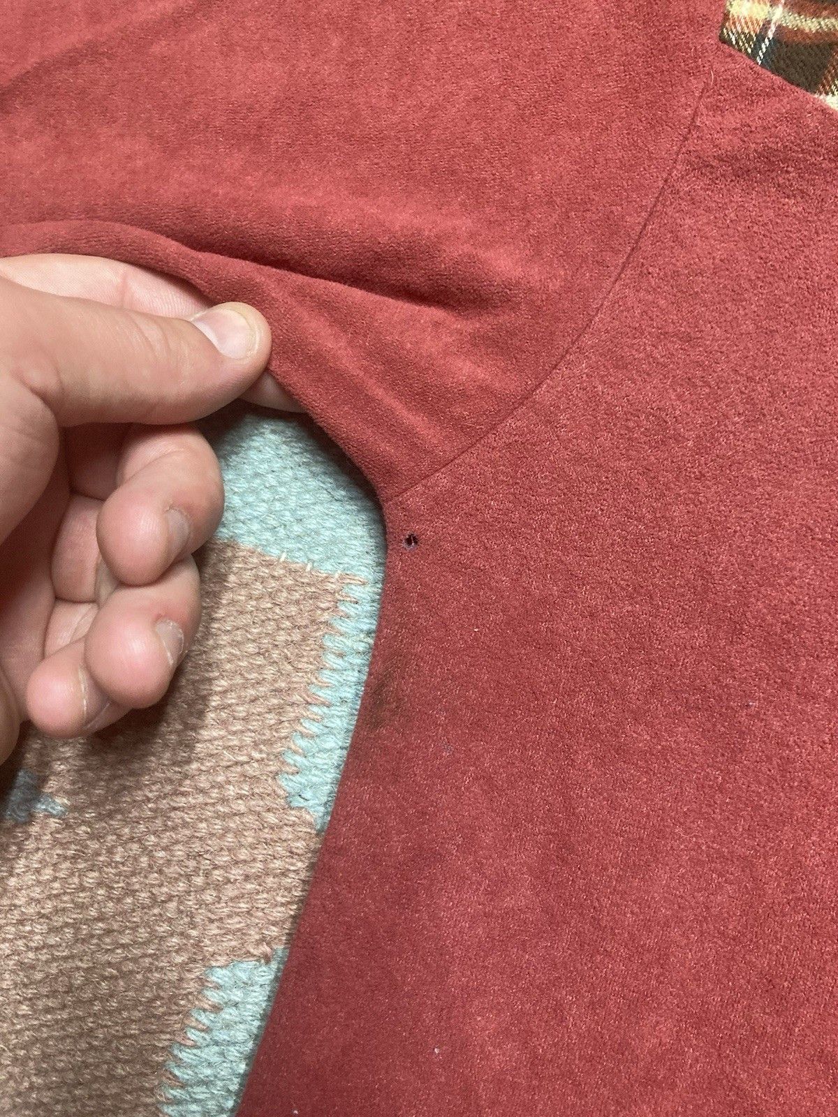 Vintage × Wrangler Vtg 70s polo shirt wrangler velour plaid boys 16 men’s XS Size US XS / EU 42 / 0 - 3 Thumbnail