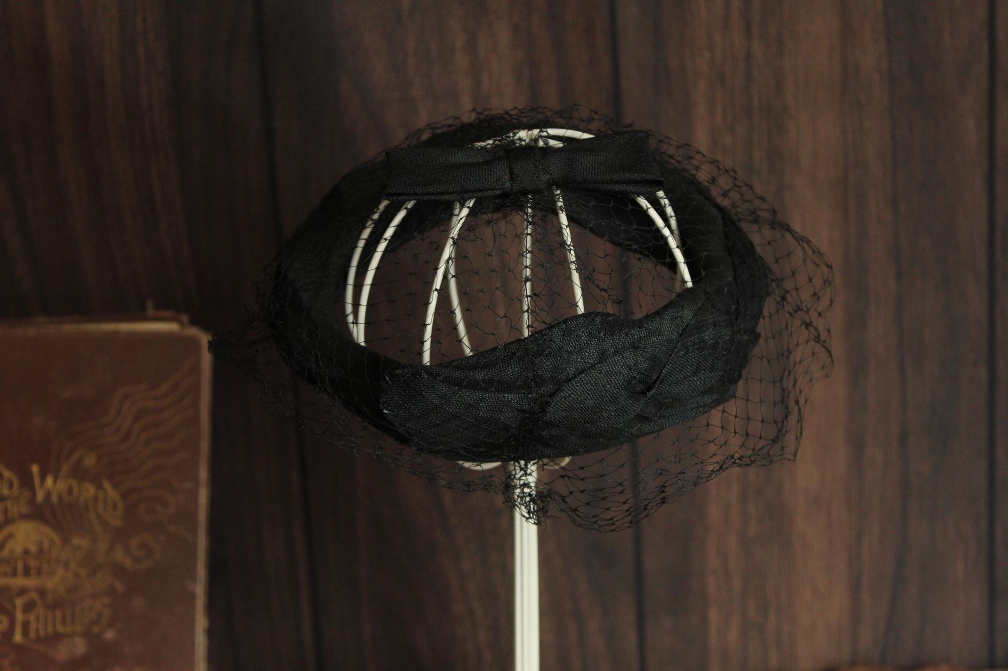 Vintage Vintage 1950s Hat, Black Silk Fascinator With Veil, Milliner Size ONE SIZE - 3 Thumbnail