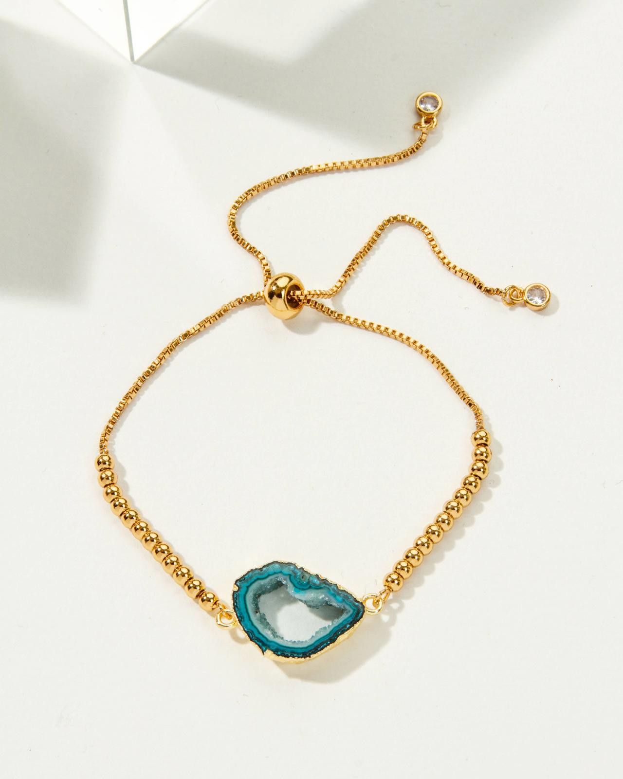 Other Luna Norte Golden Elements Adjustable Bracelet Teal Geode Size ONE SIZE - 2 Thumbnail