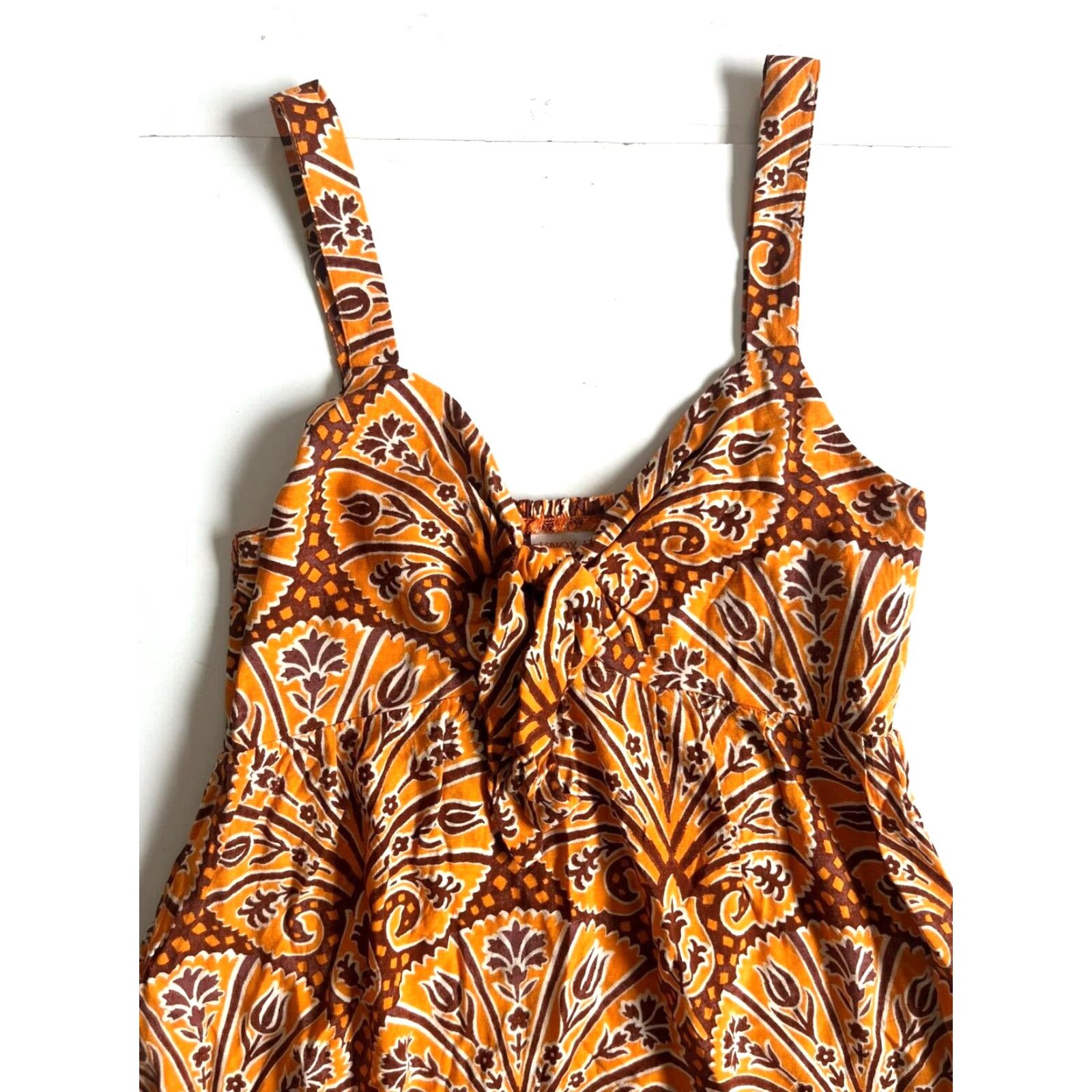 Vintage VINTAGE Knox Rose Rayon Orange Brown Hawaiian Floral Pocket Midi Tank Sun Dress XS Size XS / US 0-2 / IT 36-38 - 4 Thumbnail