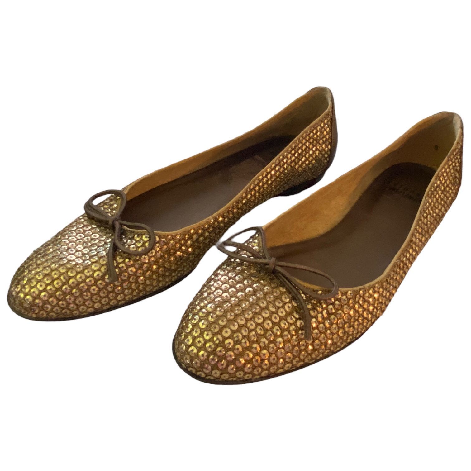 Stuart Weitzman Stuart Weitzman Casino Gold Sequin Ballet Flats Size 8 Size US 8 / IT 38 - 2 Thumbnail