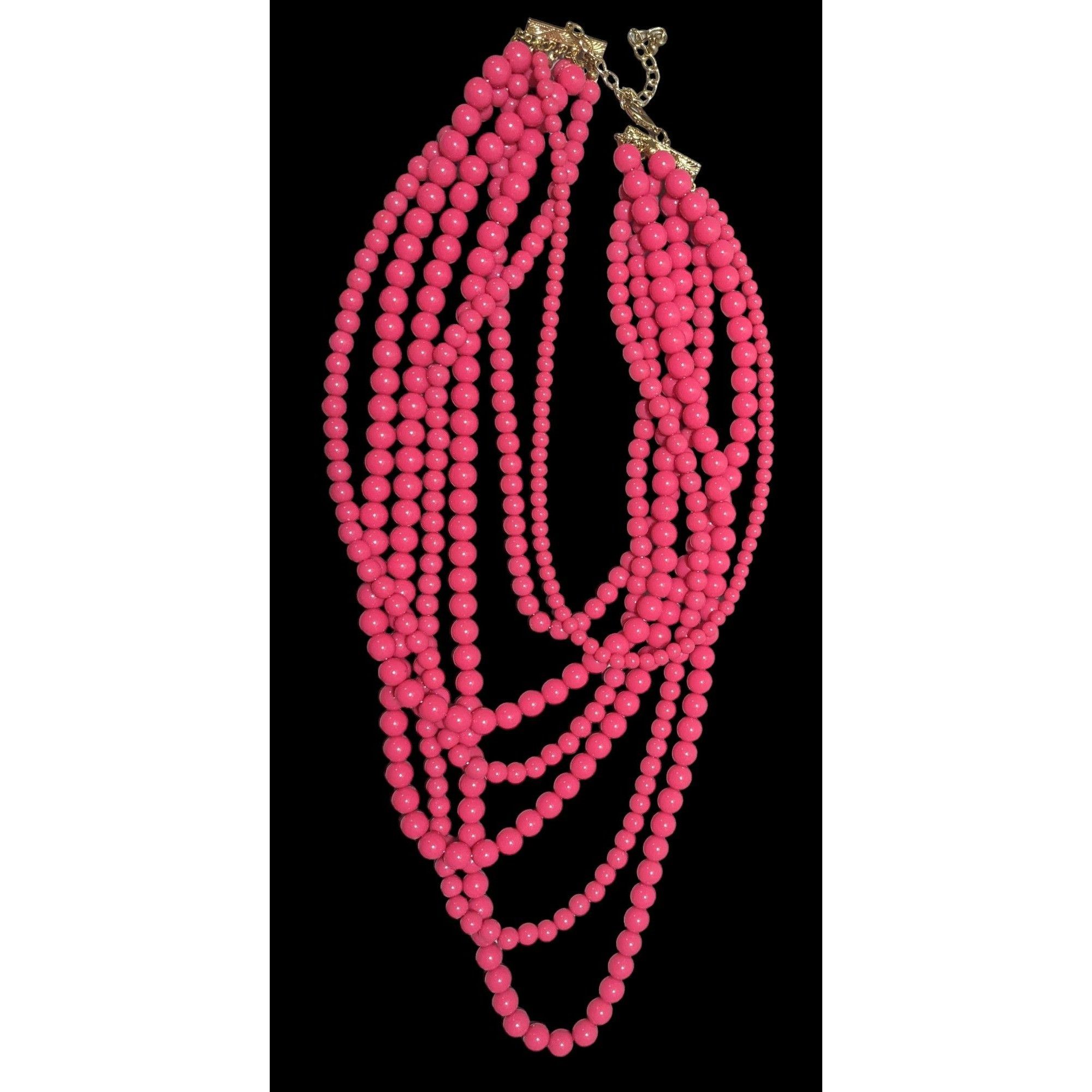 Other Multi-Strand Pink Beaded Necklace With Gold Clasp Size ONE SIZE - 1 Thumbnail