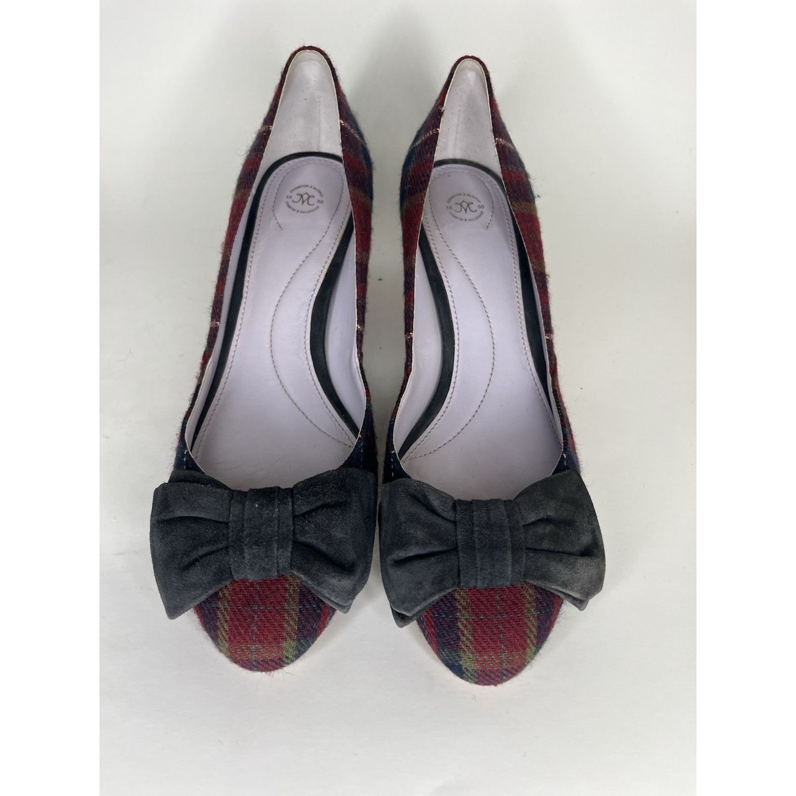 Johnston & Murphy Johnston & Murphy Red Plaid Blue Bow Round Toe Pumps Heels W Size US 10 / IT 40 - 2 Thumbnail