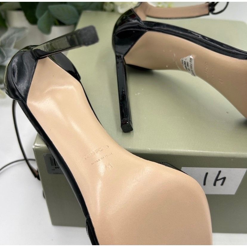 Tom Ford Tom Ford Black Patent Leather ankle tie 105mm pumps size 41 Size US 11 / IT 41 - 10 Thumbnail