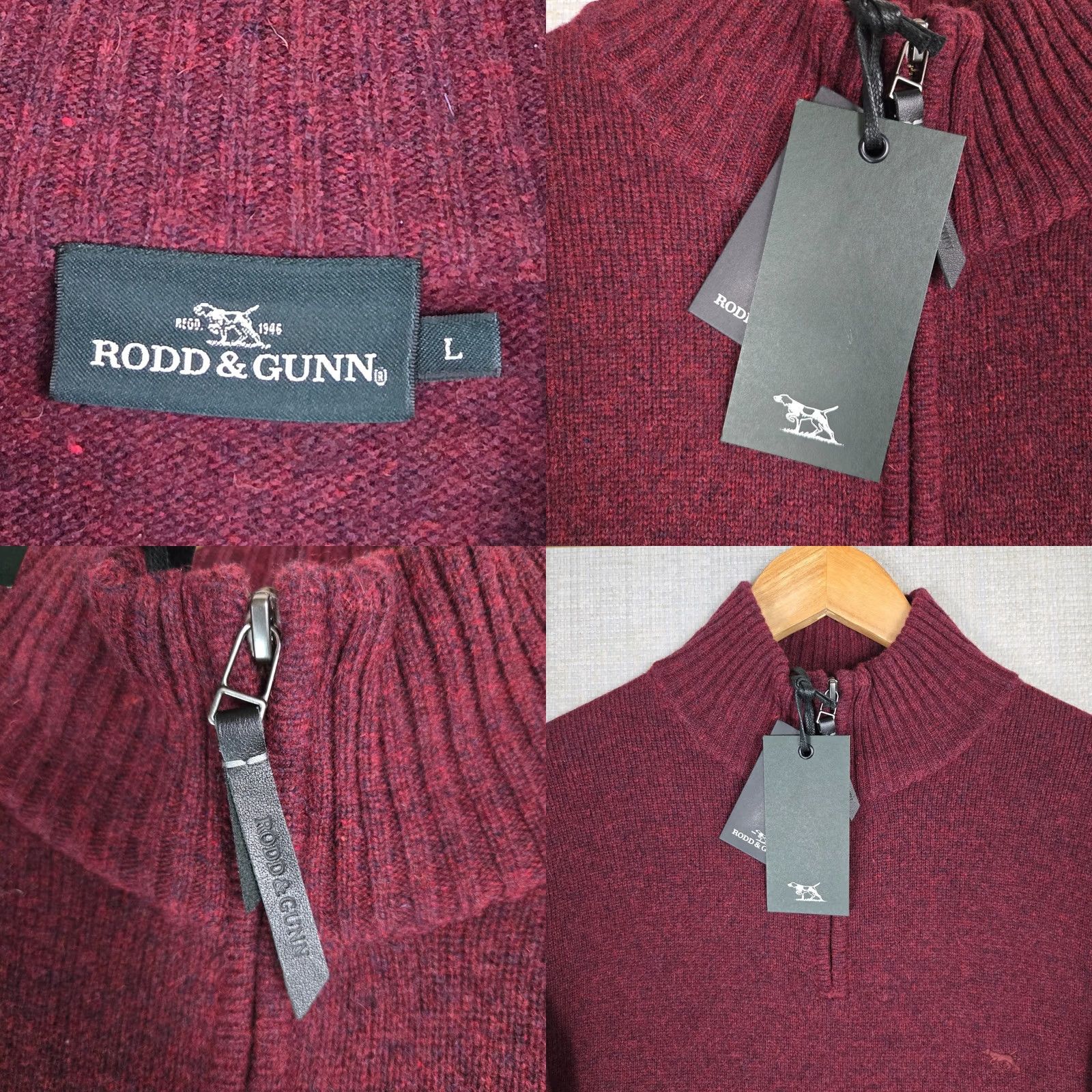 Rodd & Gunn Rodd & Gunn Sweater Shirt Mens L Oxblood Wool Nylon 1/4 Zip Mock Neck Pullover Wool Blend Leather? Size US L / EU 52-54 / 3 - 8 Thumbnail