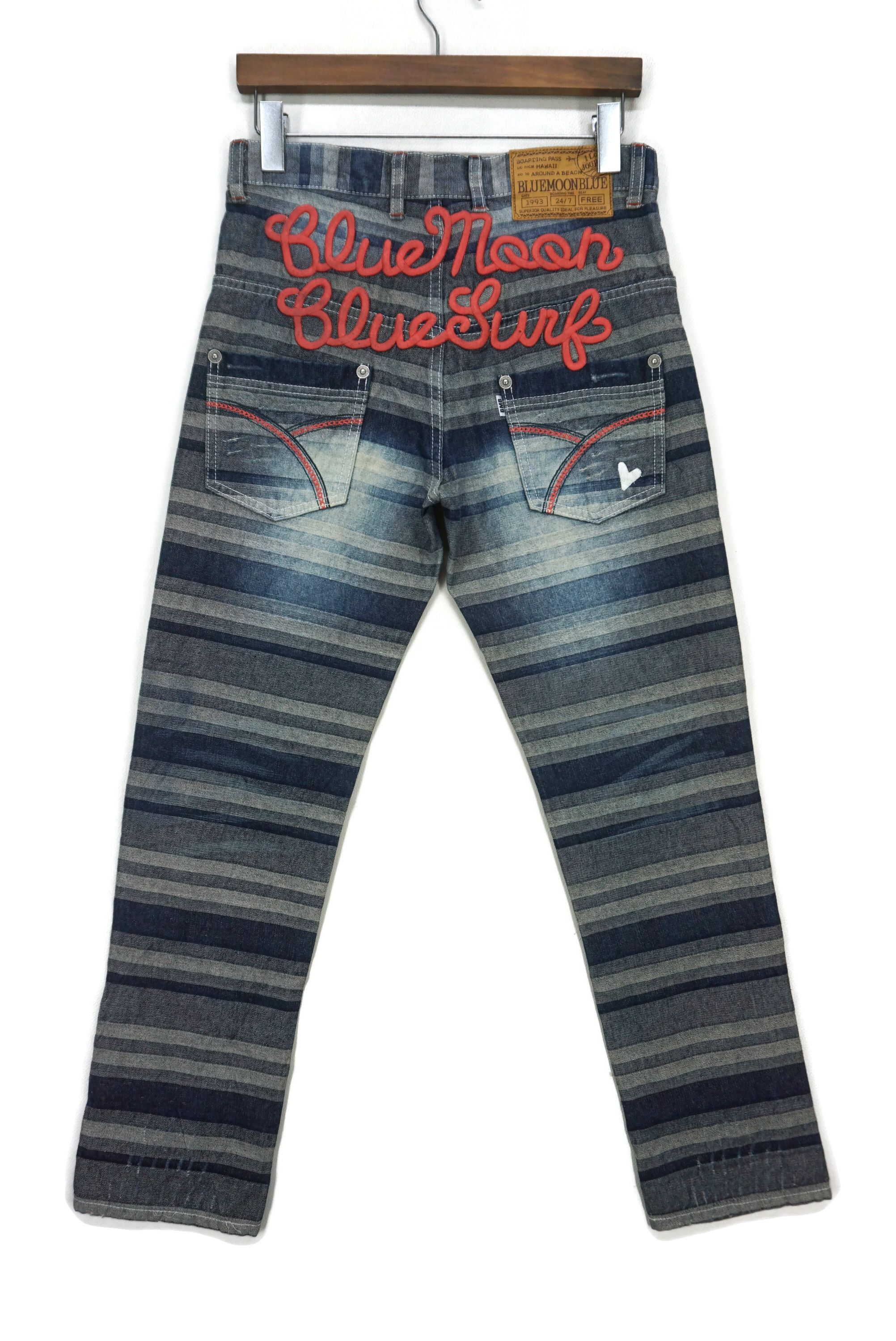 Japanese Brand Blue Moon Blue Jeans fit W31xL28 Embroidered Jacquard Denim Size 26" / US 2 / IT 38 - 1 Thumbnail