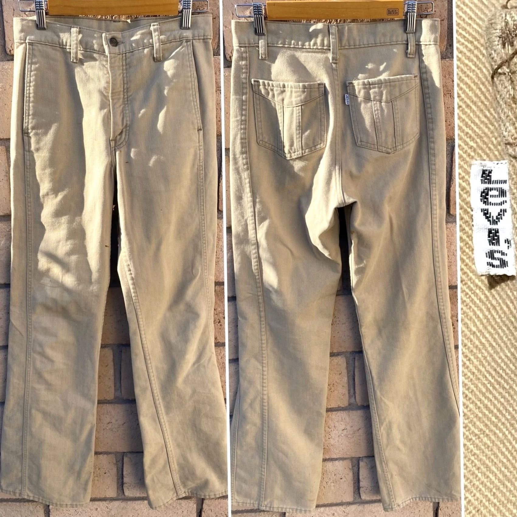 Levi's VINTAGE Levi’s Beige Tan White Tab Flare Pants 30x34 70s Talon 42 Zip Mens Womens Size 30" / US 8 / IT 44 - 3 Thumbnail
