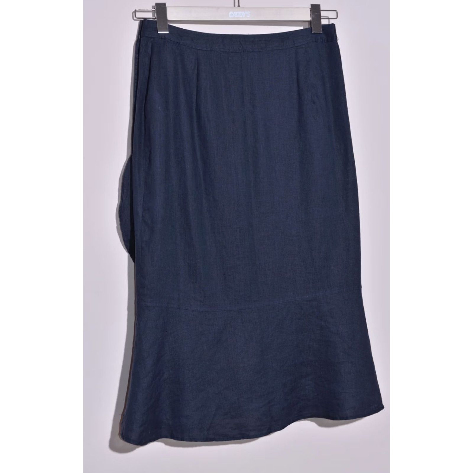 Ralph Lauren Lauren Ralph Lauren Womens Midi Skirt Wrapped 100% Linen Navy Size 8 – Ruffle Blue Wrap Skirt Size 30" / US 8 / IT 44 - 4 Thumbnail