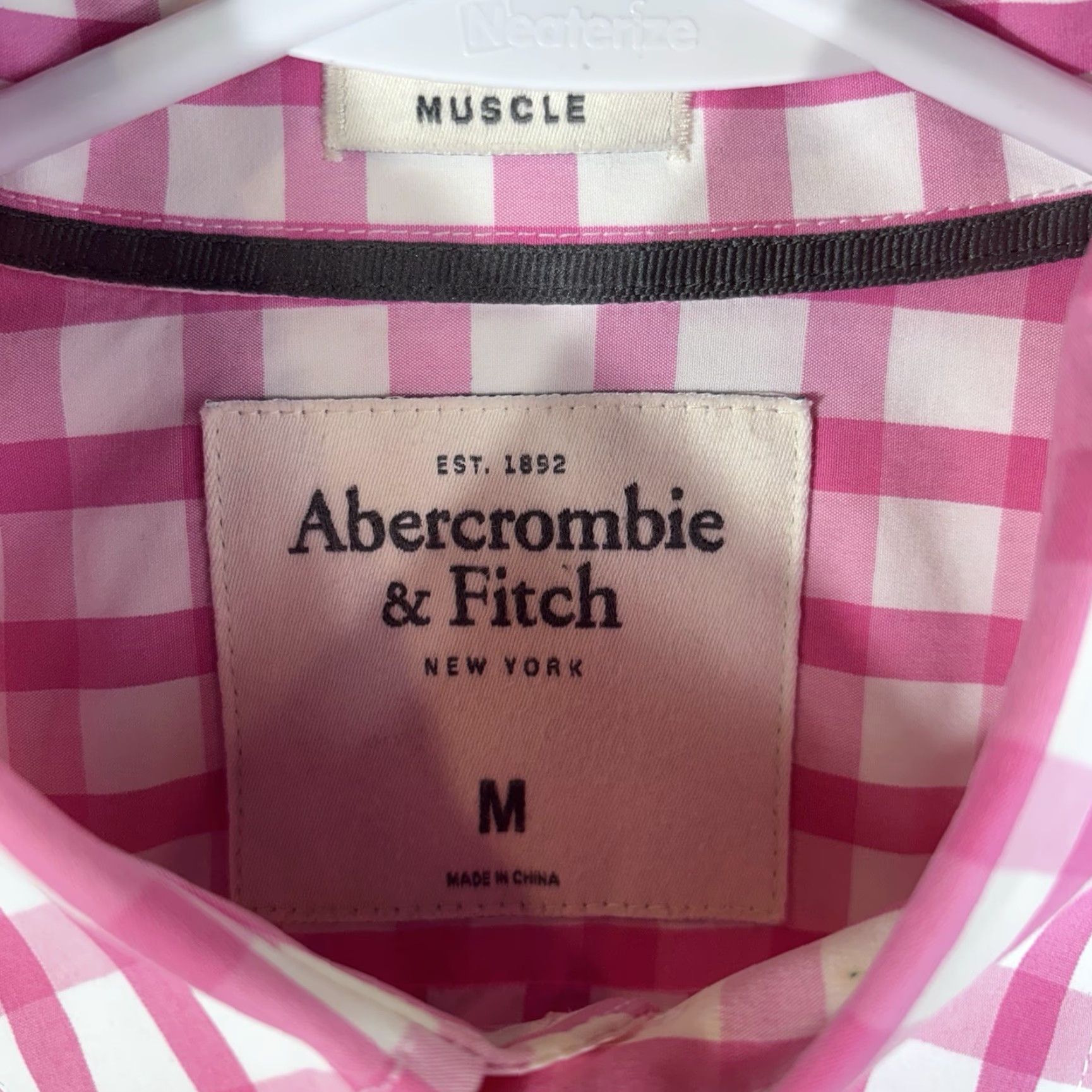 Abercrombie & Fitch Abercrombie & Fitch Button-Down Shirt Mens M Pink White Checkered Button-Up Pocketed Cotton Casual Size US M / EU 48-50 / 2 - 4 Thumbnail