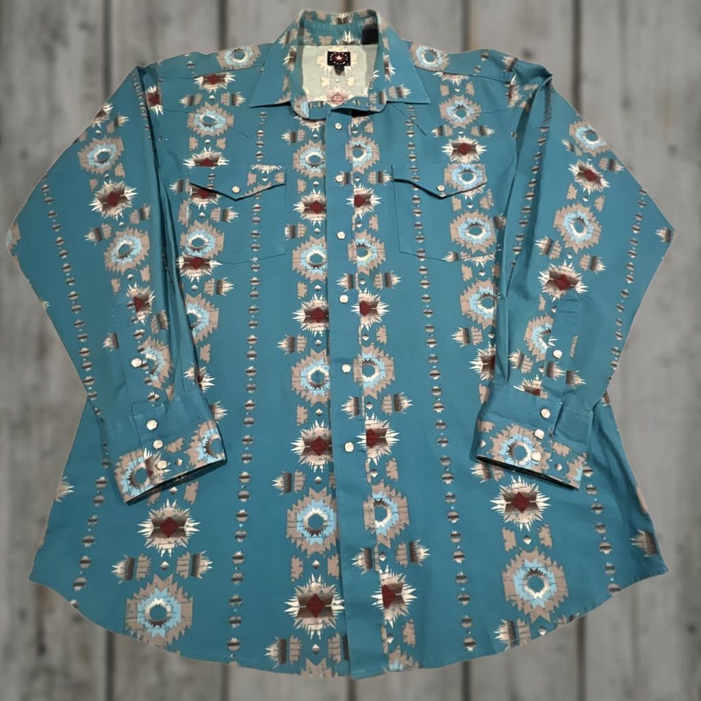 Vintage Panhandle Slim Western Pearl Snap Shirt Men L Aztec Southwest Long Sl. Cotton Size US L / EU 52-54 / 3 - 1 Thumbnail